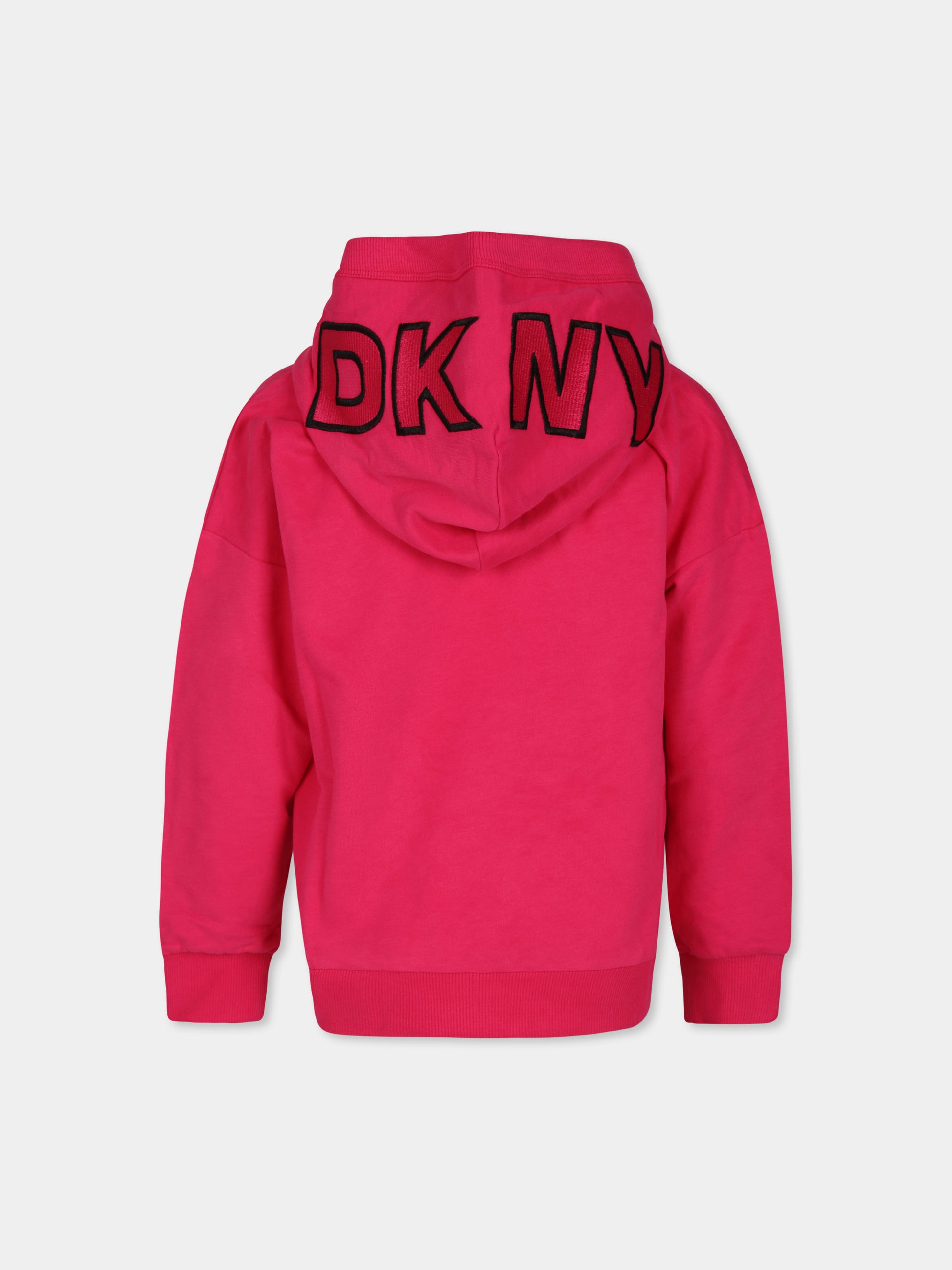 Felpa fucsia per bambina con logo,Dkny,D60207 49N