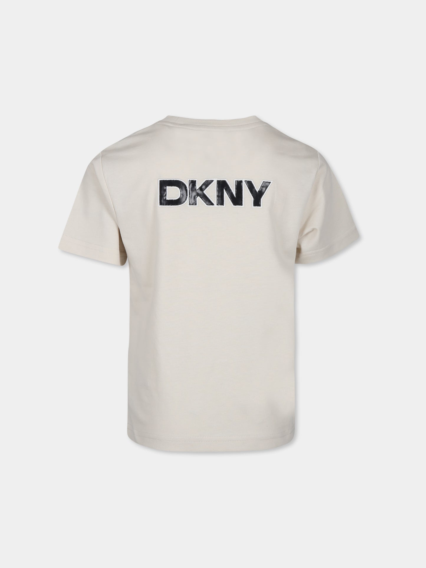 T-shirt grigia per bambina con logo,Dkny,D60212 022