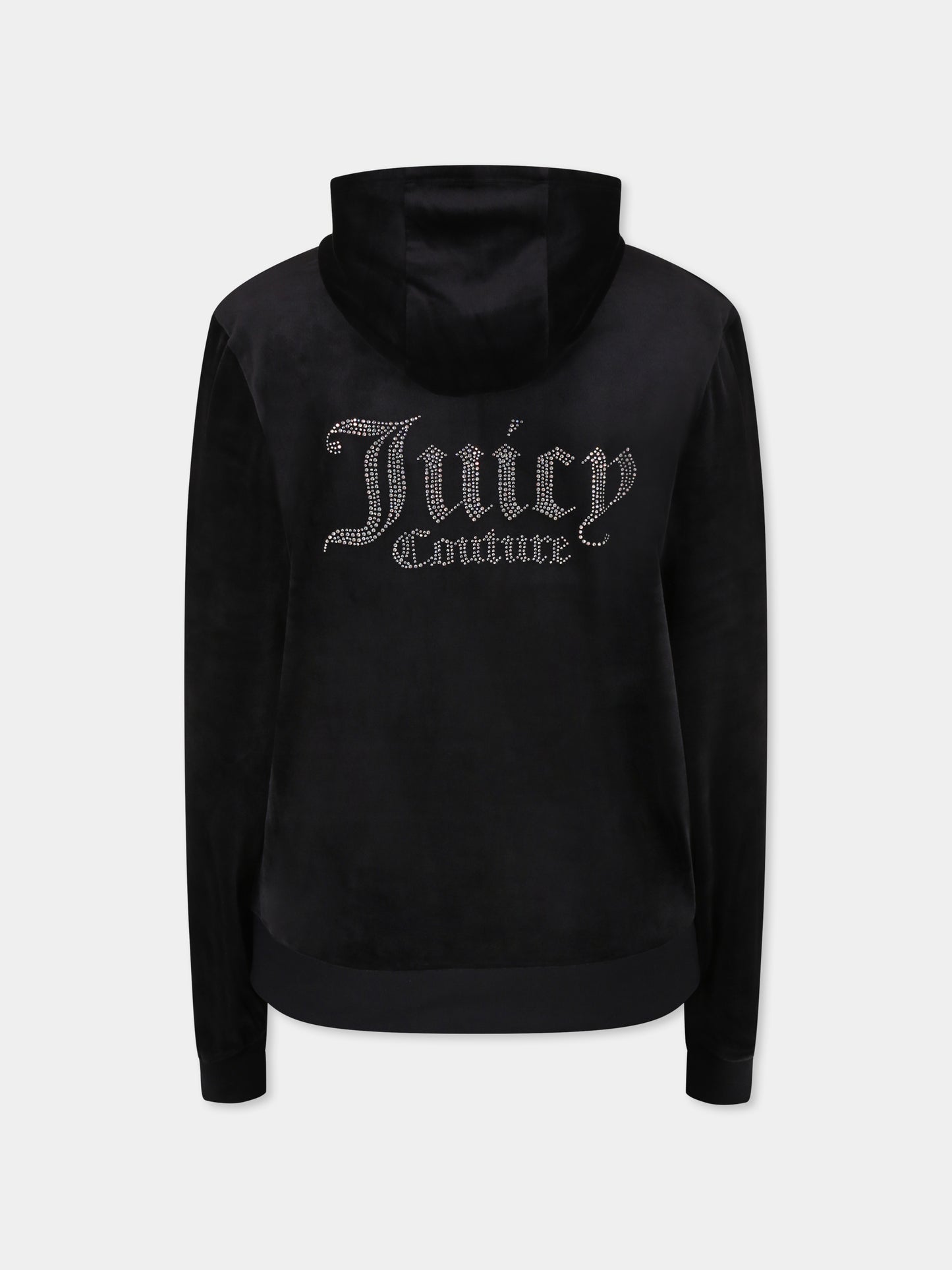 Felpa nera per bambina con logo e strass,Juicy Couture,JBX6358 102