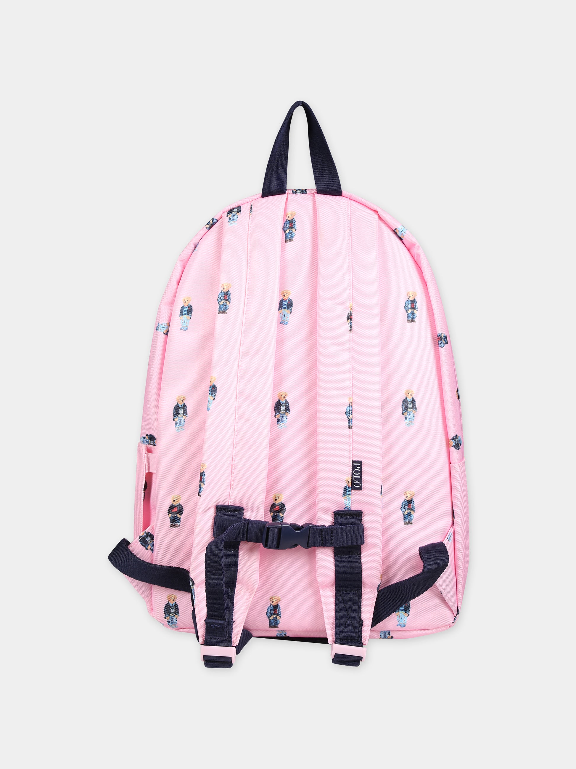 Zaino rosa per bambina con Polo Bear,Ralph Lauren Kids,9AR016 ADG