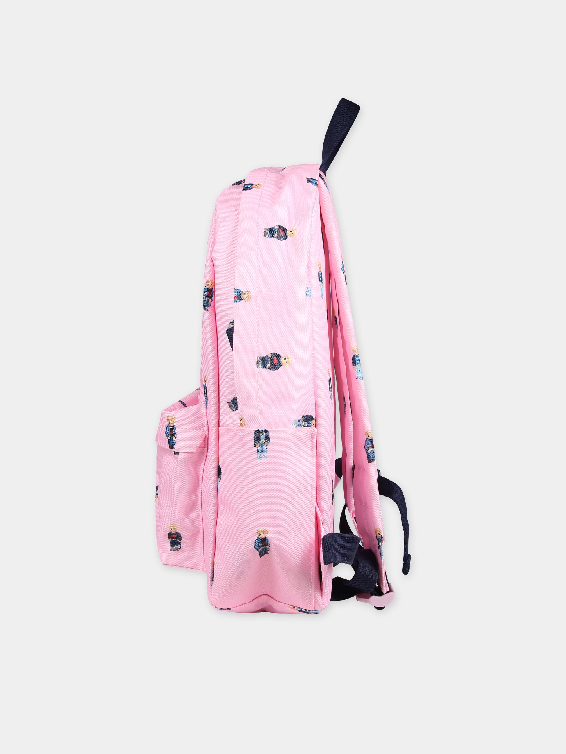 Zaino rosa per bambina con Polo Bear,Ralph Lauren Kids,9AR016 ADG