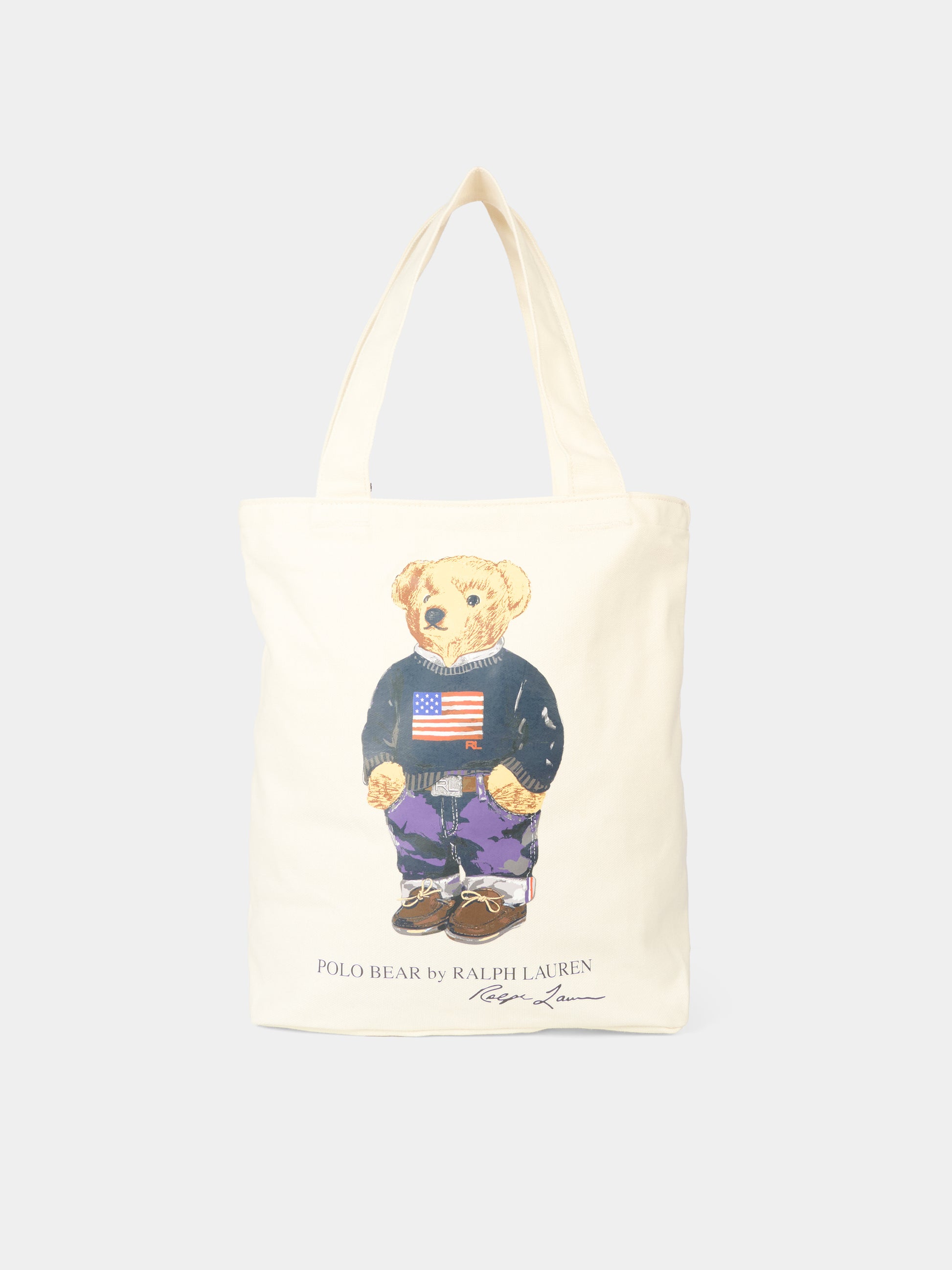 Borsa avorio per bambino con Polo Bear,Ralph Lauren Kids,9AR021 W3Y
