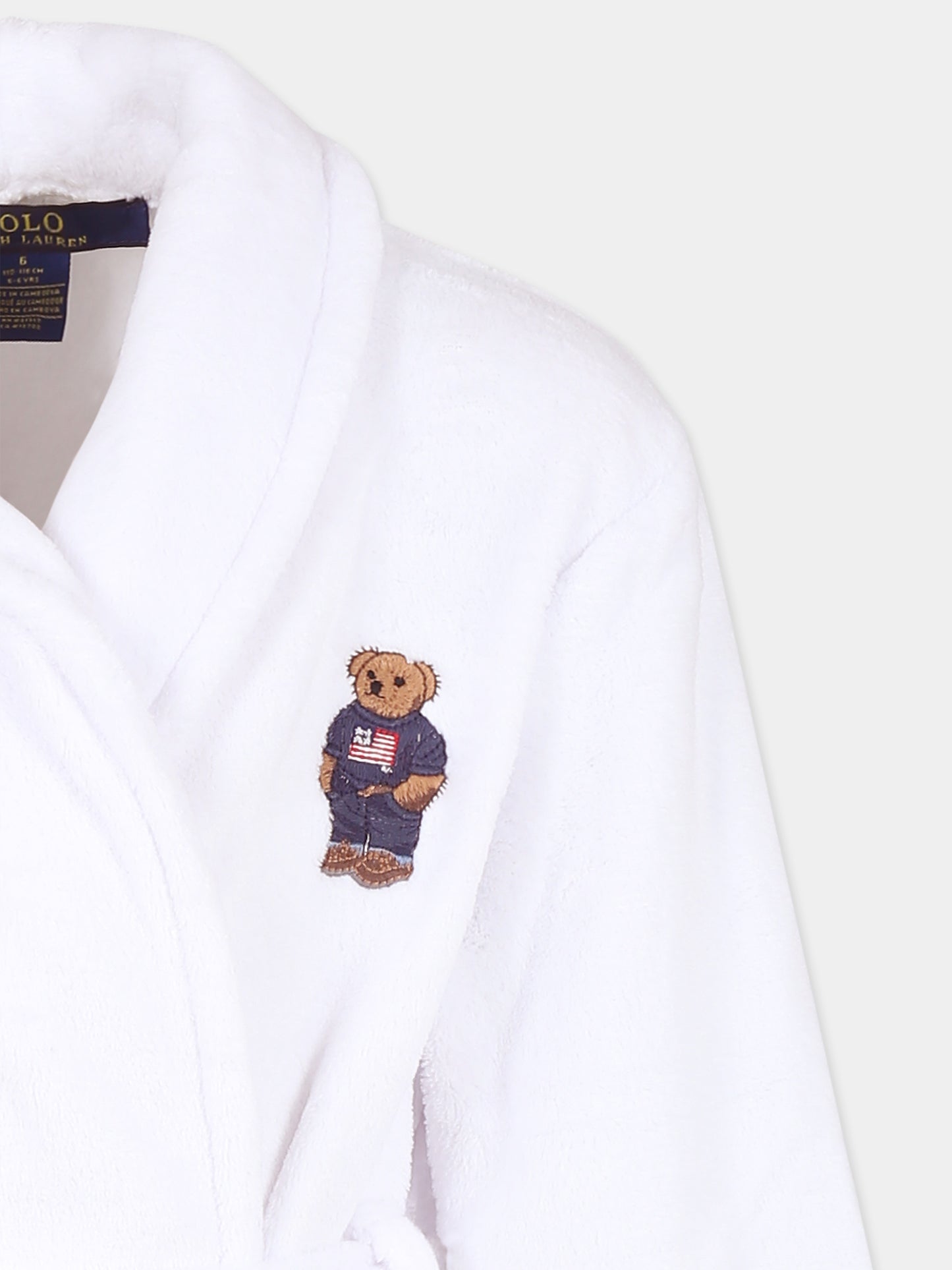 Vestaglia bianca per bambini con Polo Bear,Ralph Lauren Kids,7P0042 001