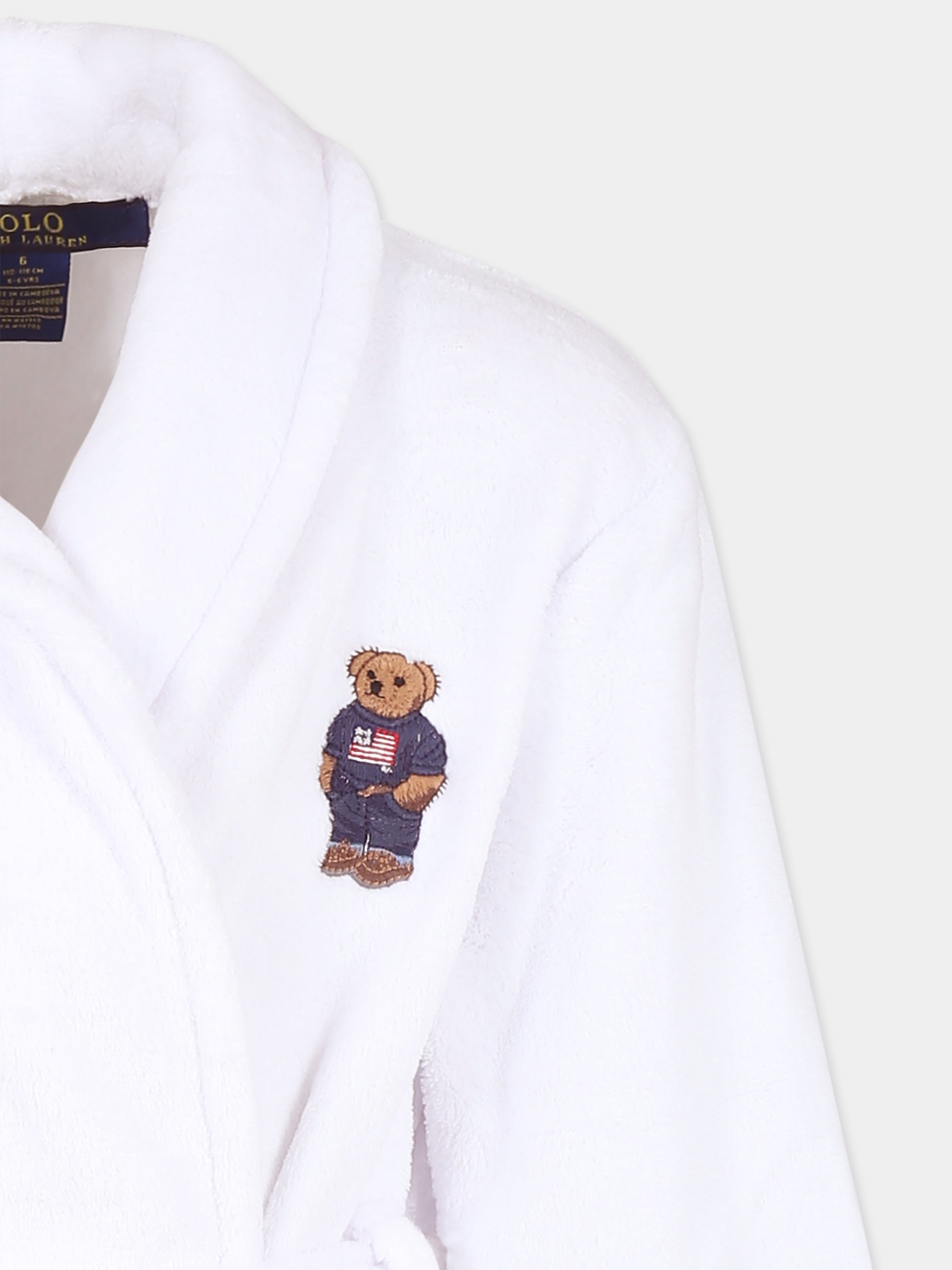 Vestaglia bianca per bambini con Polo Bear,Ralph Lauren Kids,7P0042 001