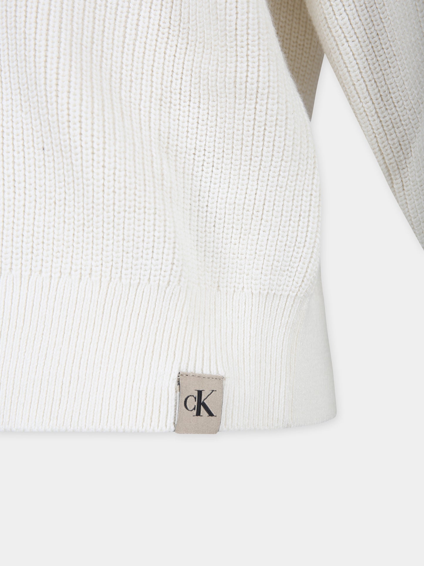 Maglione avorio per bambino con logo,Calvin Klein Kids,IB0IB02224J YBI