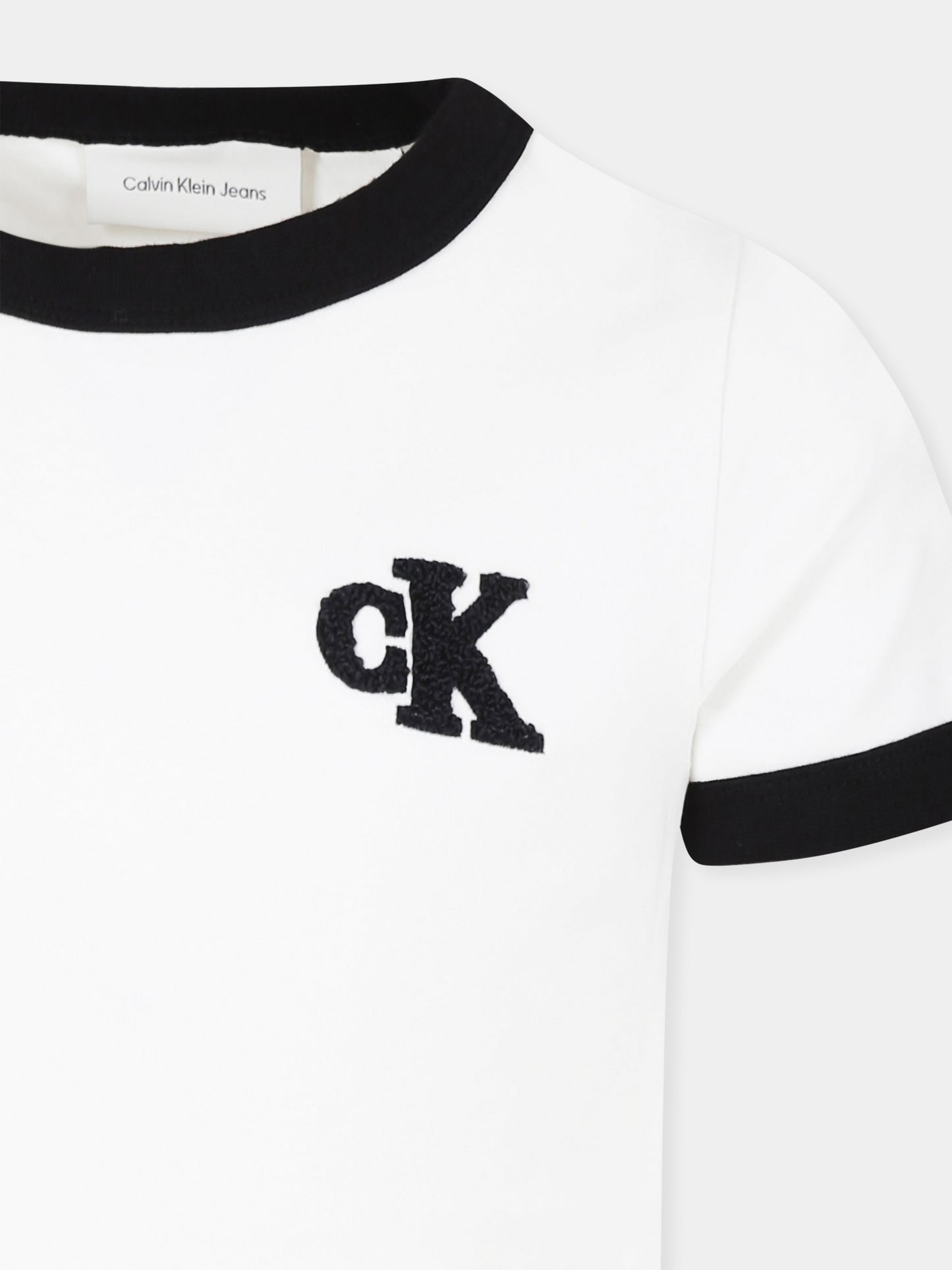 White t-shirt for boy with monogram