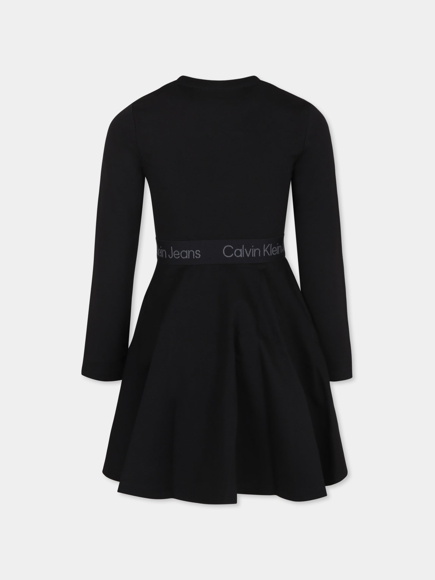 Vestito nero per bambina con logo,Calvin Klein Kids,IG0IG02666J BEH