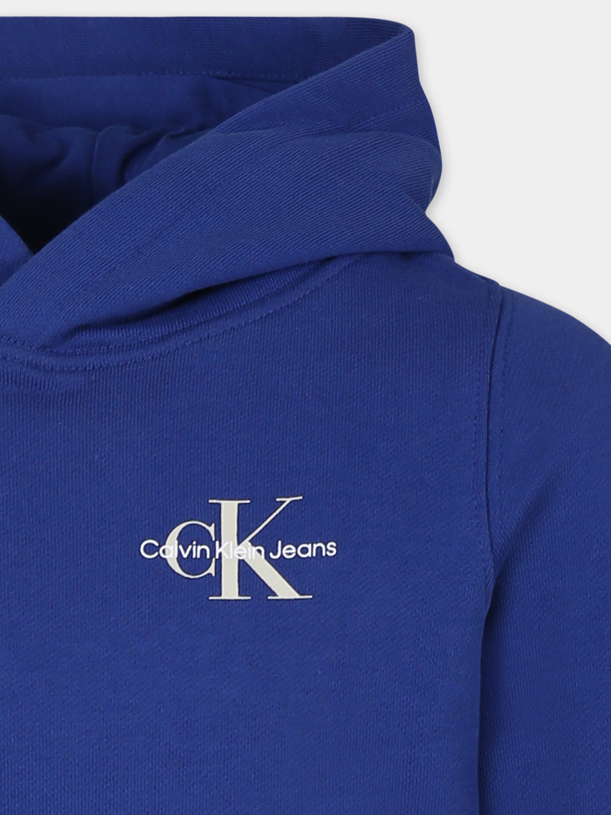 Felpa azzurra per bambini con logo,Calvin Klein Kids,IU0IU00266J C6Z