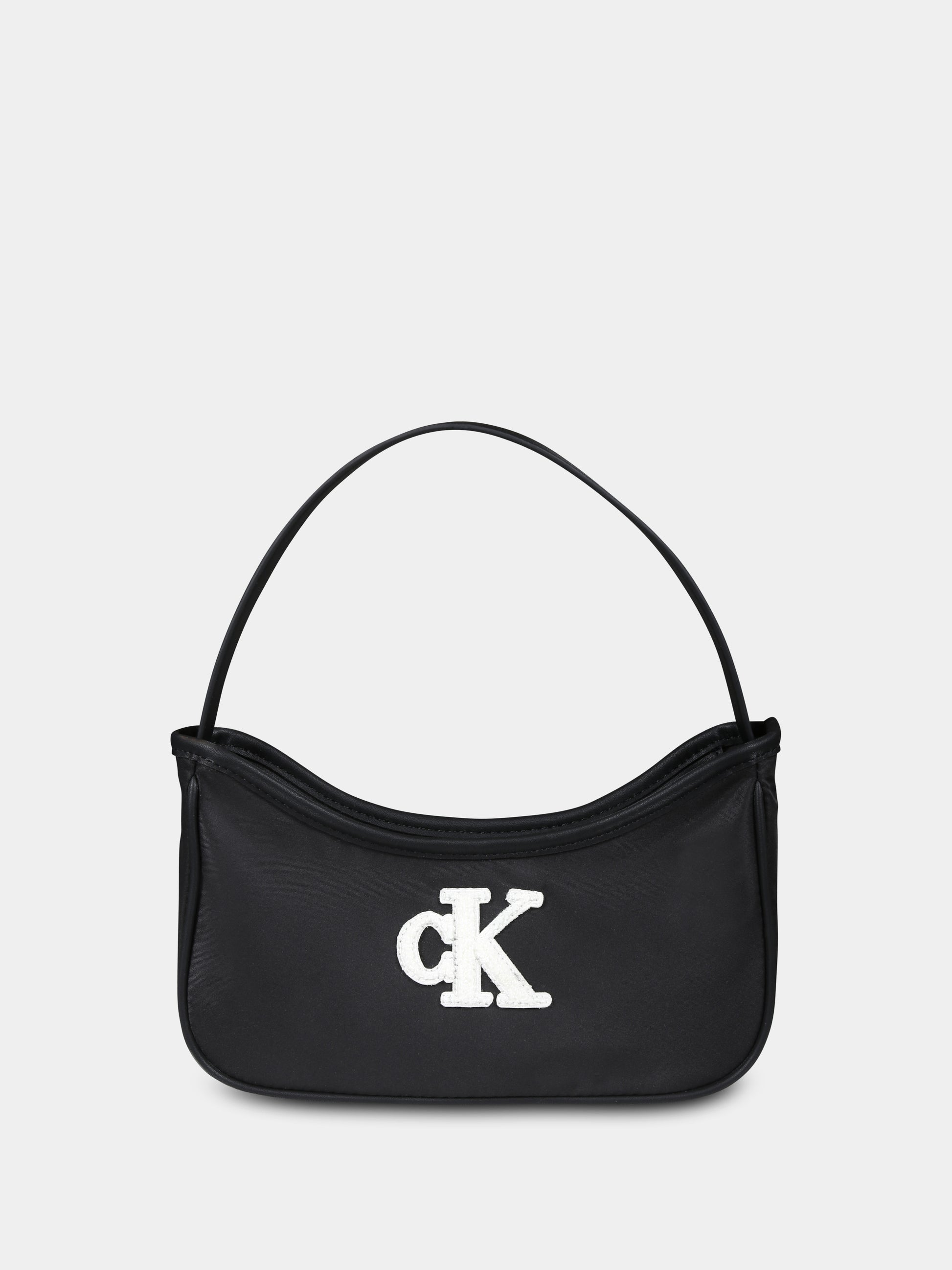 Borsa nera per bambina con monogramma,Calvin Klein Kids,IU0IU00684 BEH