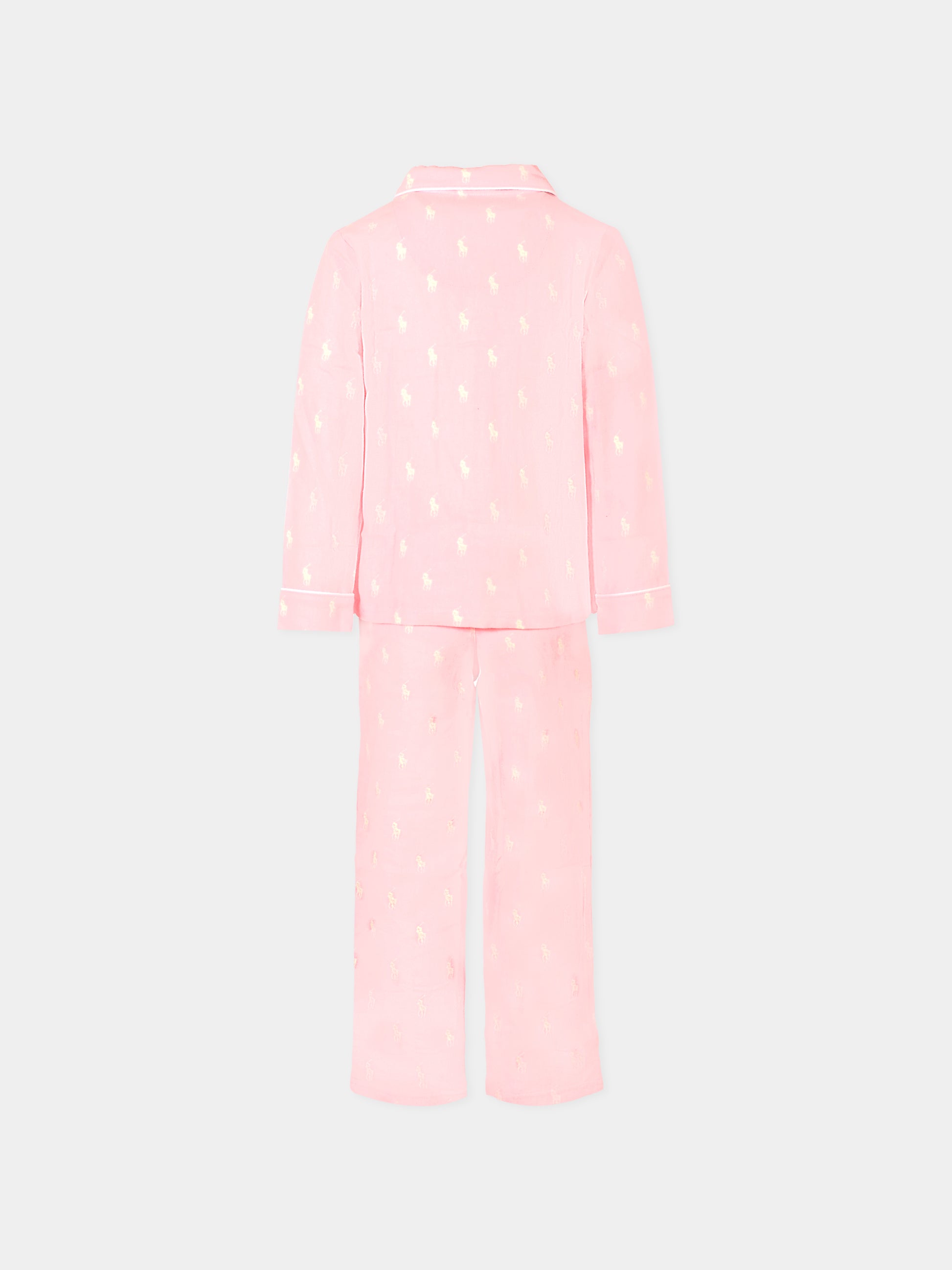 Pigiama rosa per bambina con cavallino,Ralph Lauren Kids,3P0150 ADQ