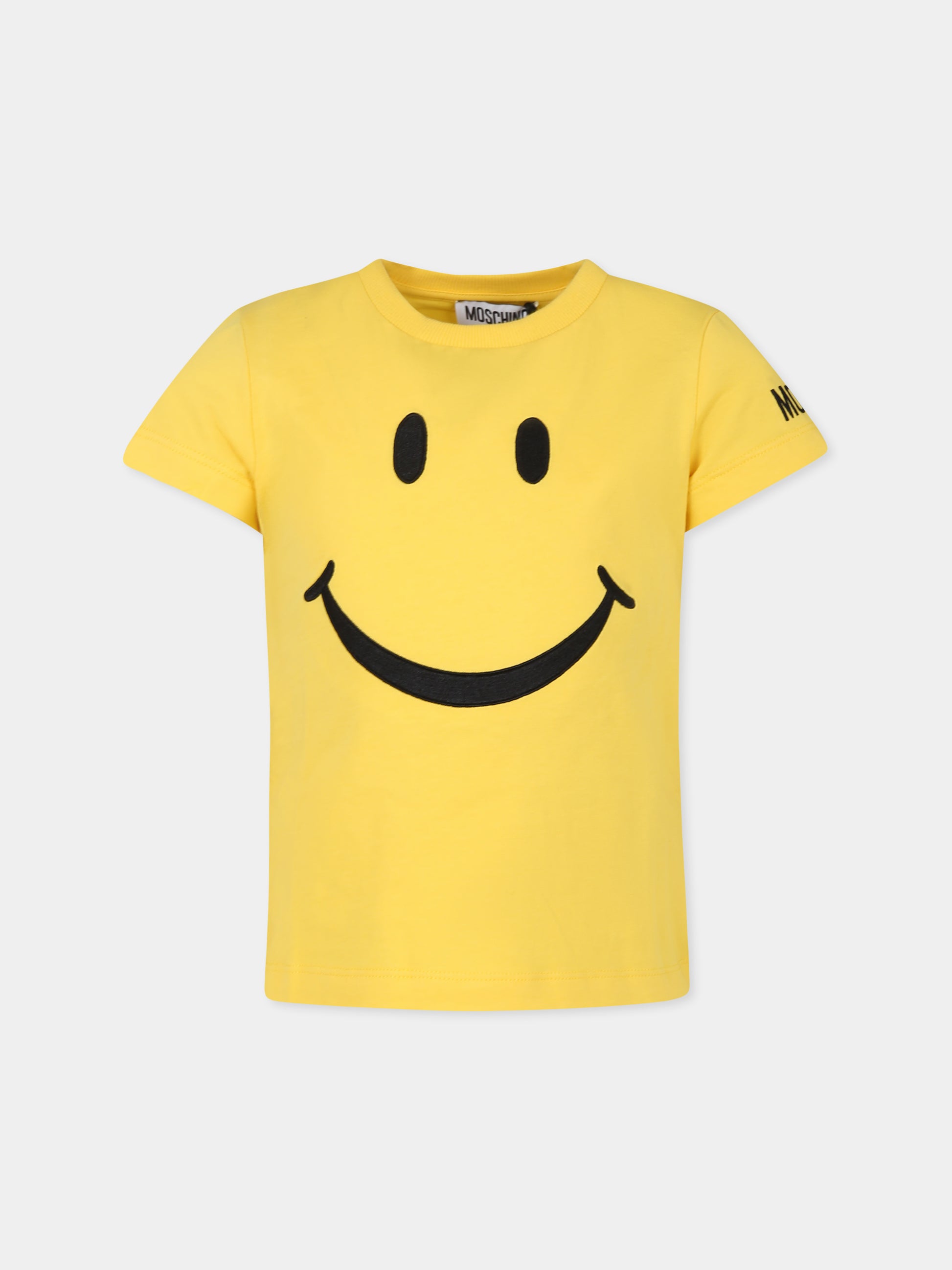 T-shirt gialla per bambini con smile,Moschino Kids,HAM06G LAA10 50577