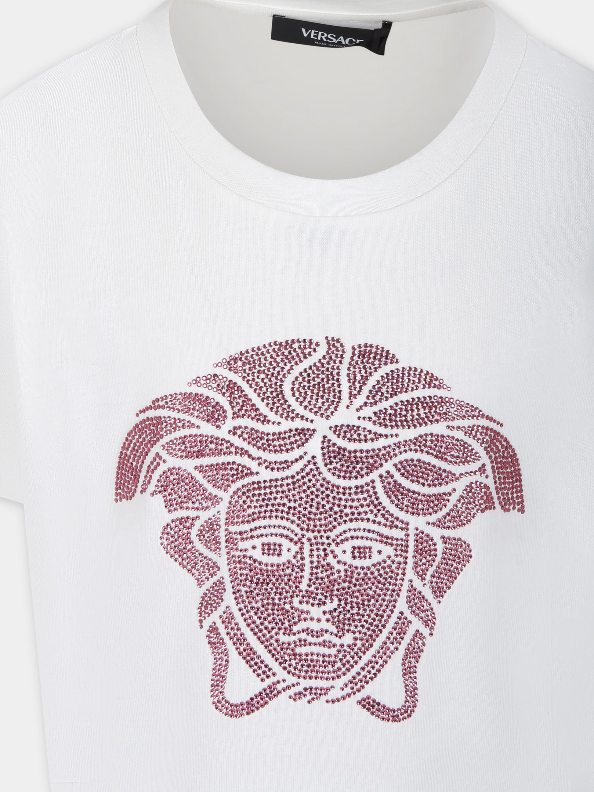T-shirt bianca per bambina con Medusa,Versace,1000052 1A09710 2W310