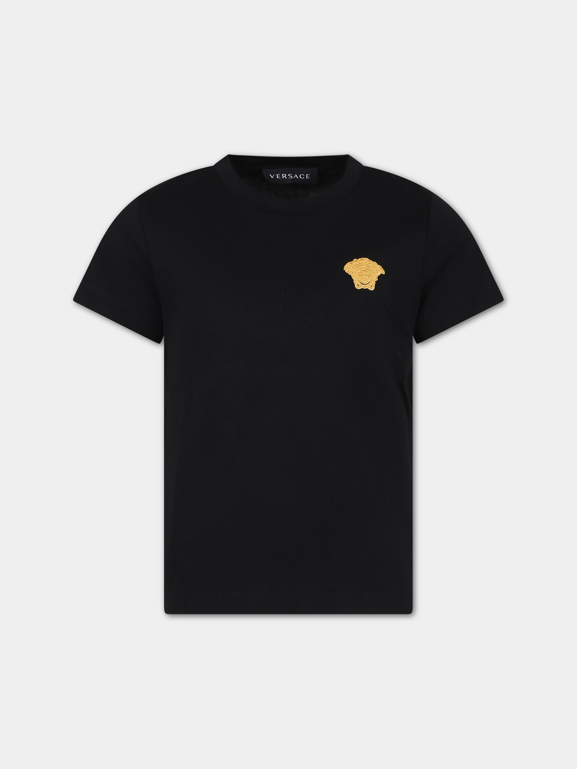 T-shirt nera per bambini con Medusa Versace,Versace,1000239 1A04797 2B130