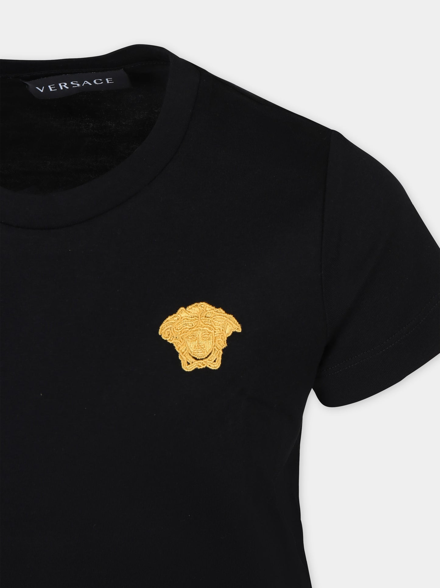 T-shirt nera per bambini con Medusa Versace,Versace,1000239 1A04797 2B130