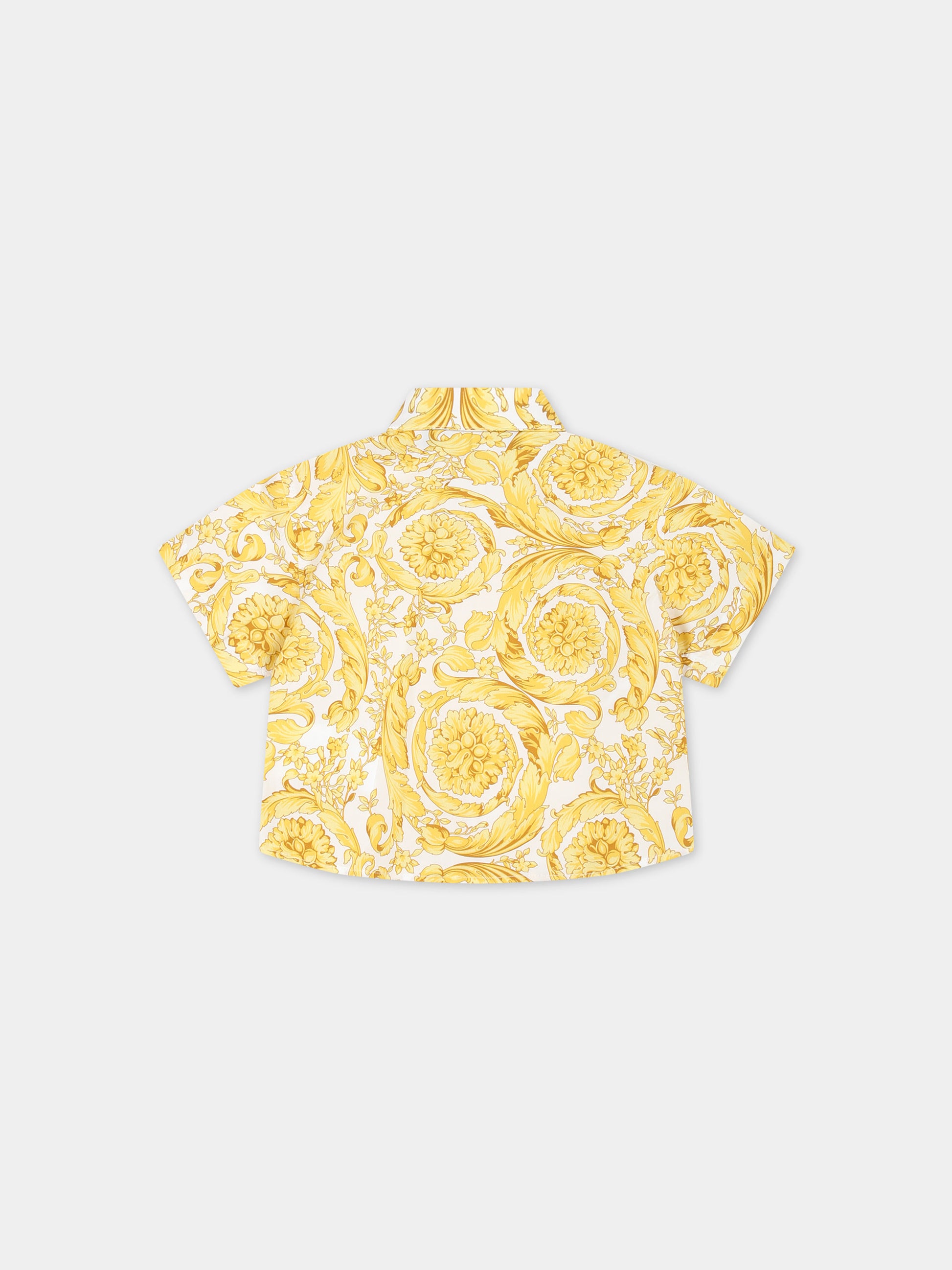Camicia bianca per neonato con stampa barocco,Versace,1013977 1A09674 5W050