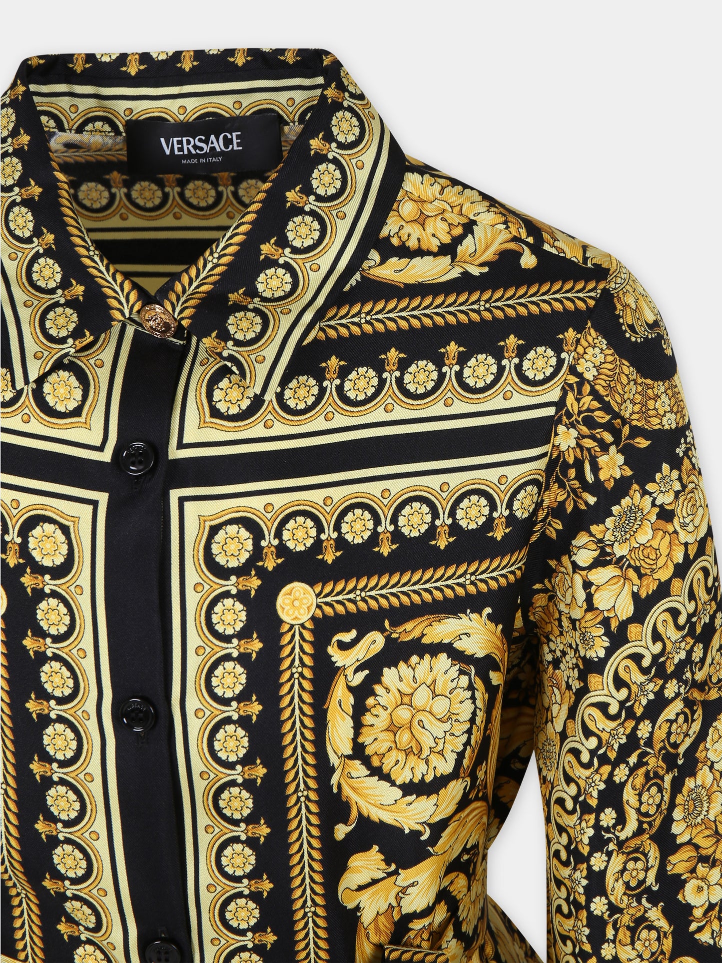 Vestito nero per bambina con stampa barocco,Versace,1003517 1A02442 5B000