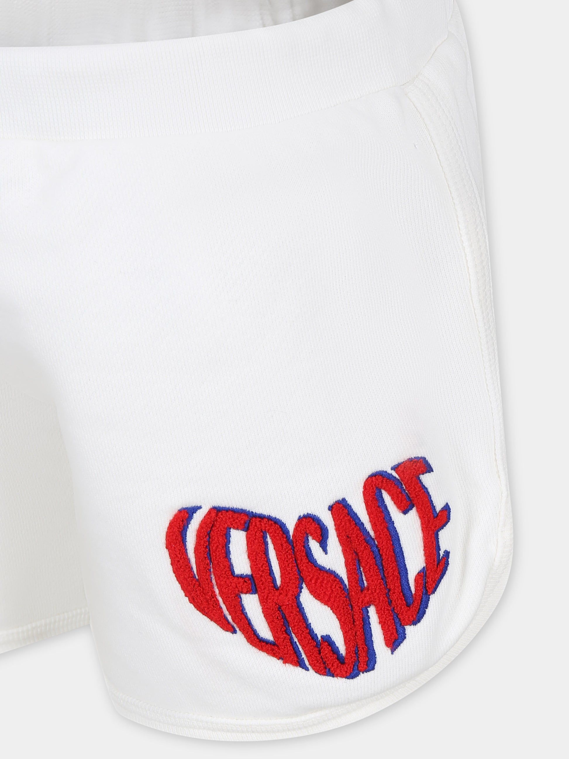 Shorts bianchi per bambina con logo Versace,Versace,1011102 1A09693 2W070