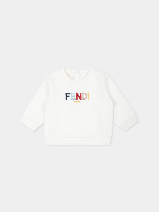 Felpa bianca per neonati con logo Fendi,Fendi Kids,BUH078 5V0 F0TU9