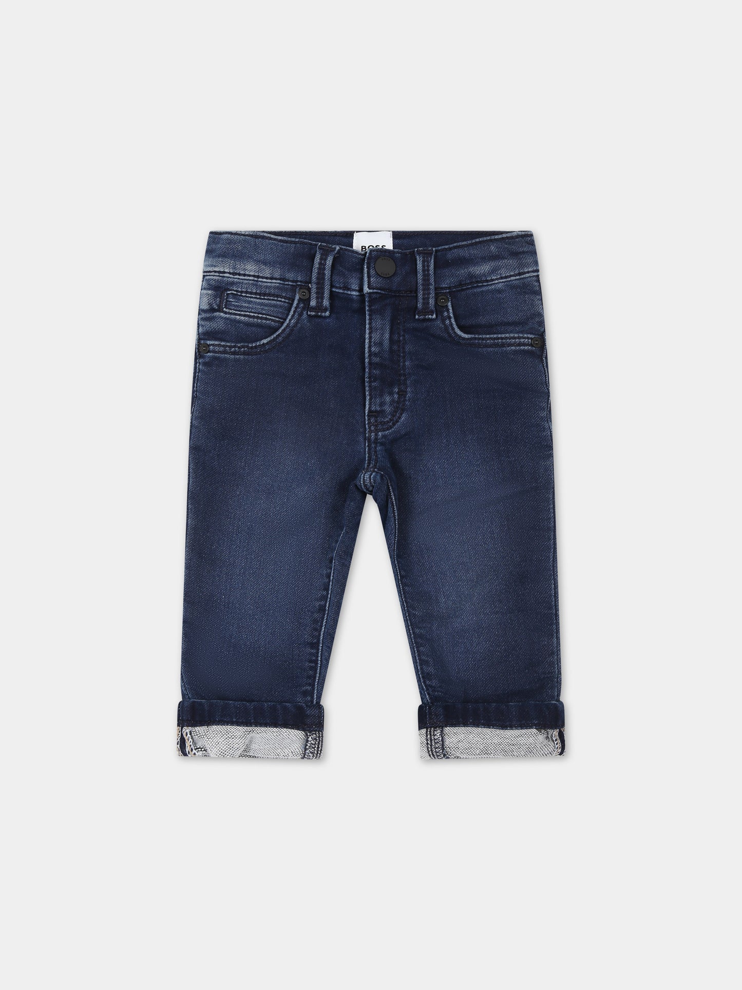 Jeans blu per neonato con logo,Boss,J04470 Z07