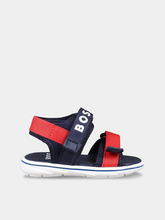 Sandali blu per neonato con logo,Boss,J09191 849