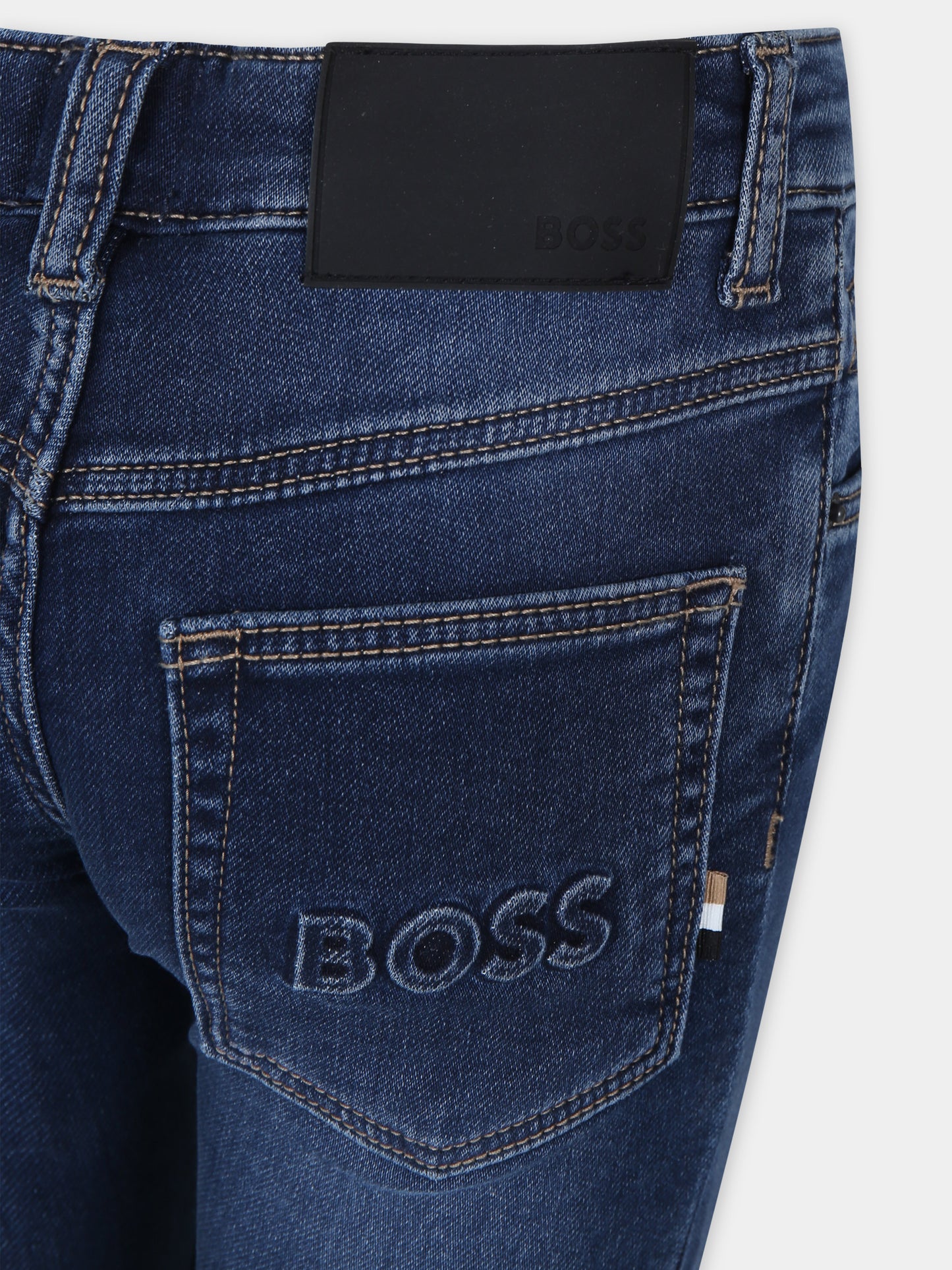 Jeans skinny blu per bambino con logo,Boss,J24839 Z07