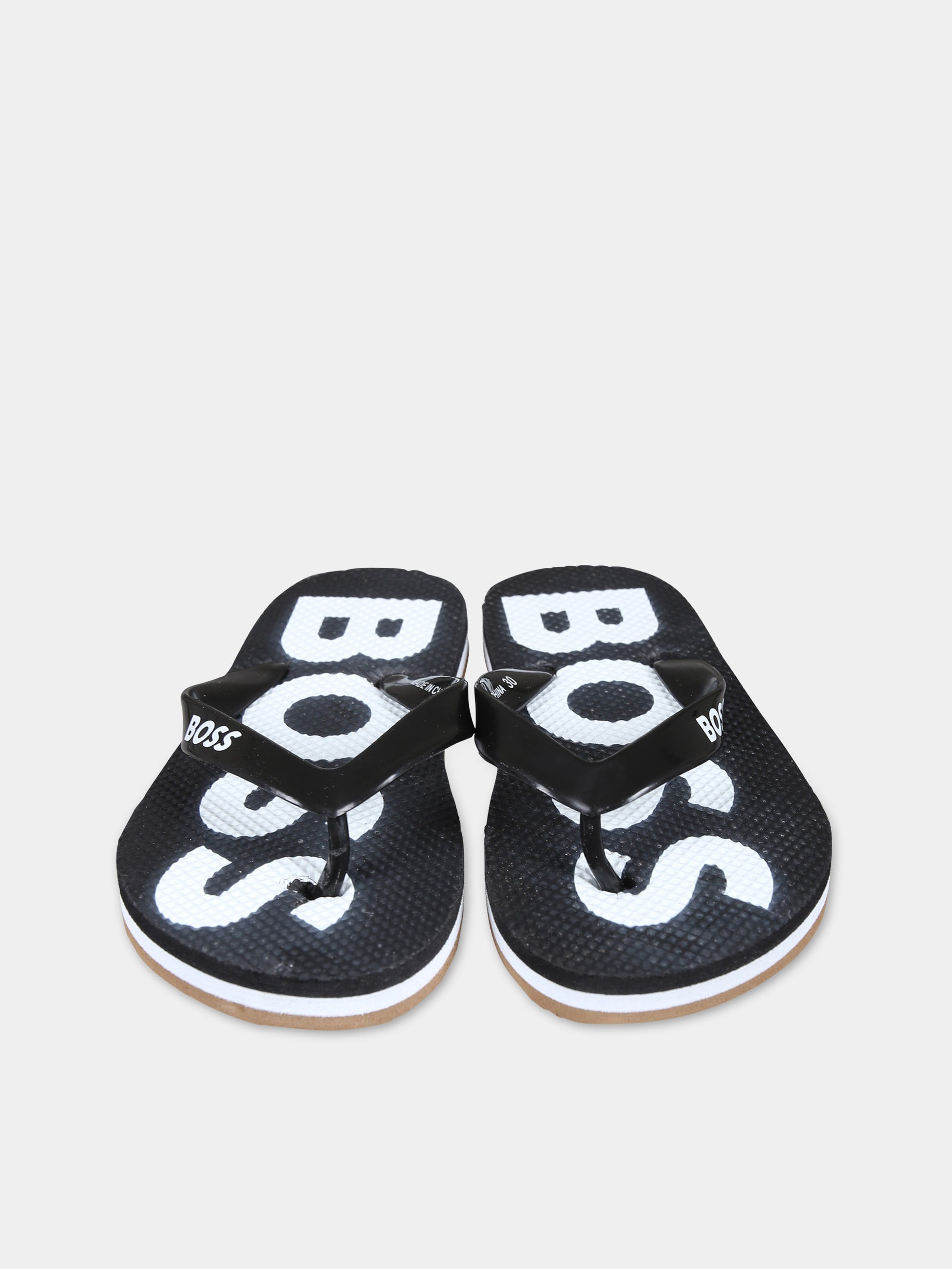 Infradito nere per bambino con logo,Boss,J29328 09B