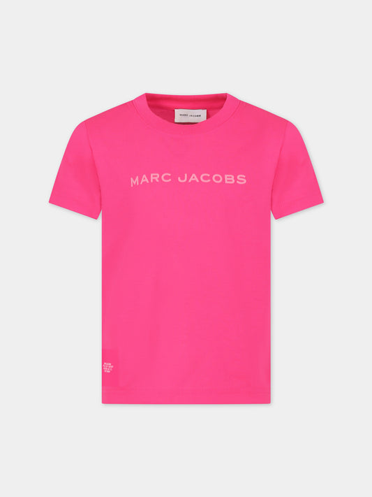 T-shirt fucsia per bambina con logo,Marc Jacobs,W55000 49G