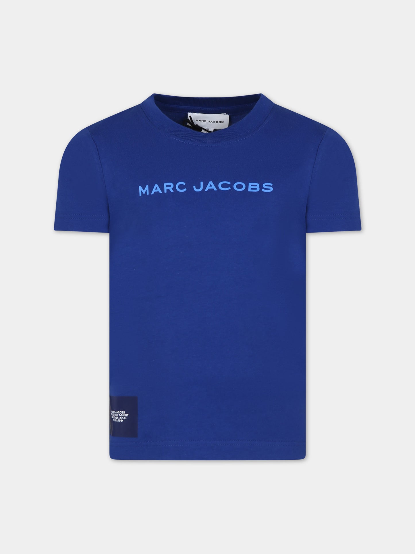 T-shirt blu per bambini con stampa logo,Marc Jacobs,W55001 865