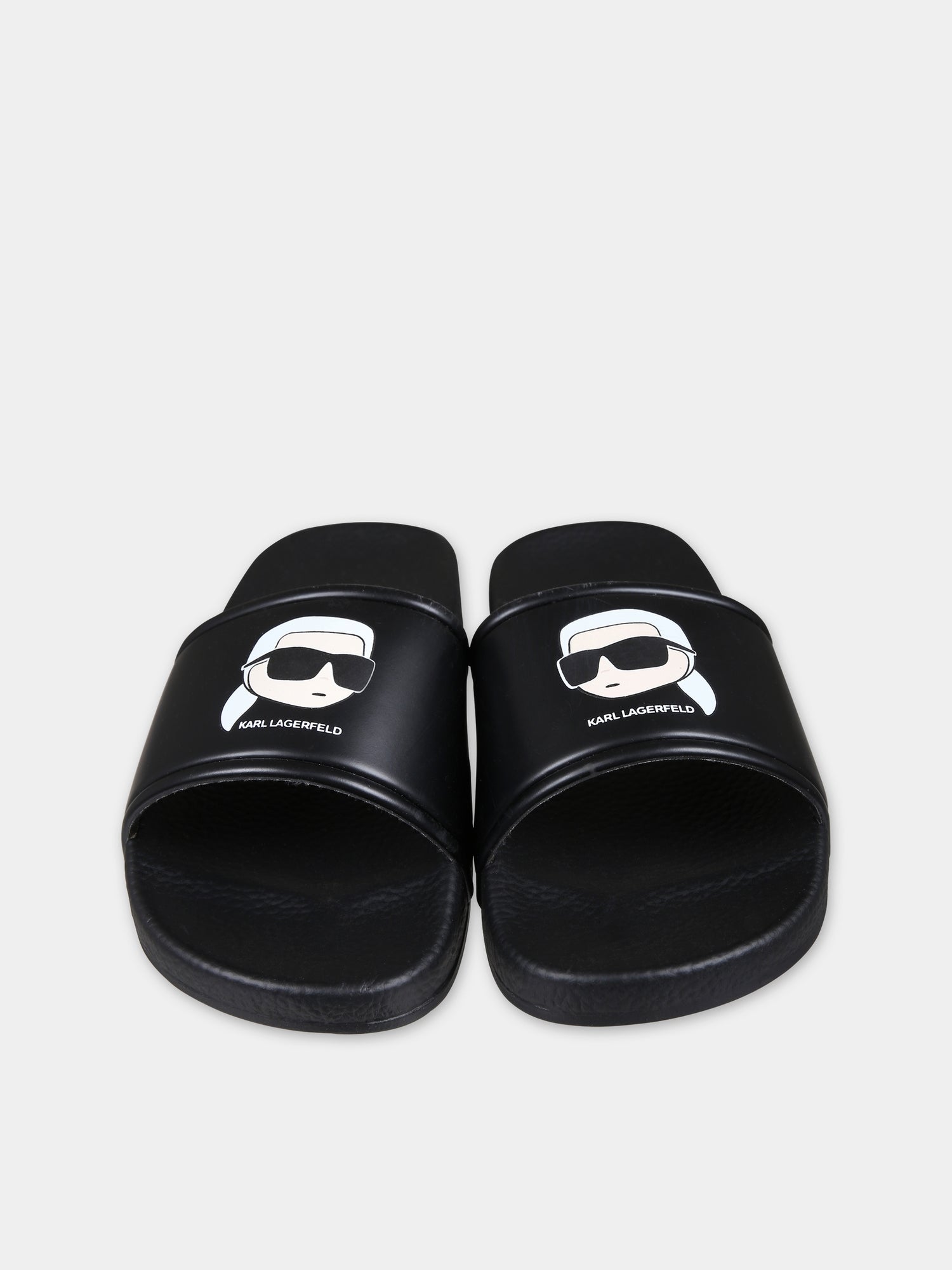 Ciabatte nere per bambino con logo e Karl,Karl Lagerfeld Kids,Z29063 09B