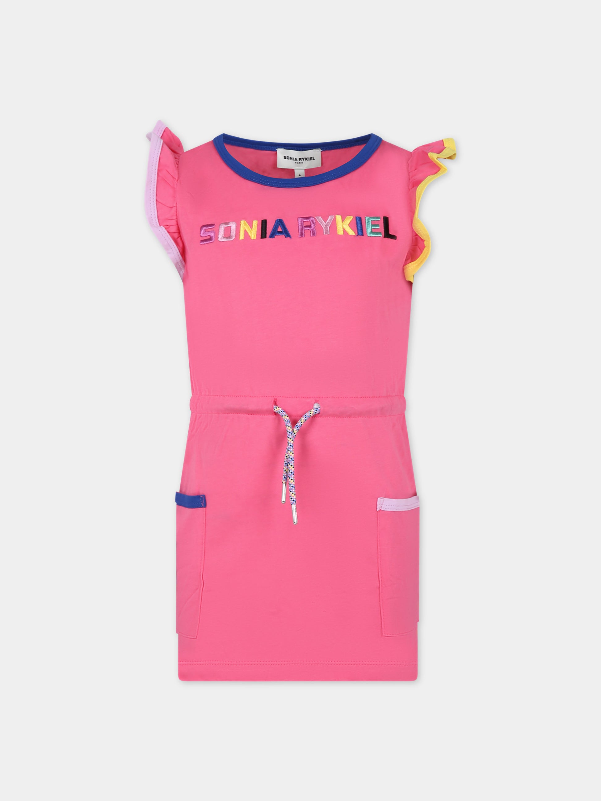 Vestito rosa per bambina con logo,Sonia Rykiel Paris,A12003 48K