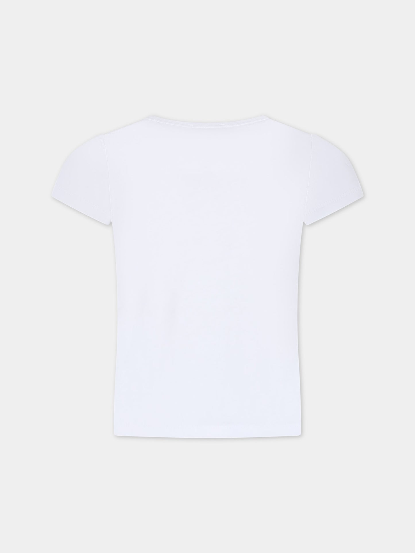 T-shirt bianca per bambina con stampa Tour Eiffel,Sonia Rykiel Paris,A15014 N79