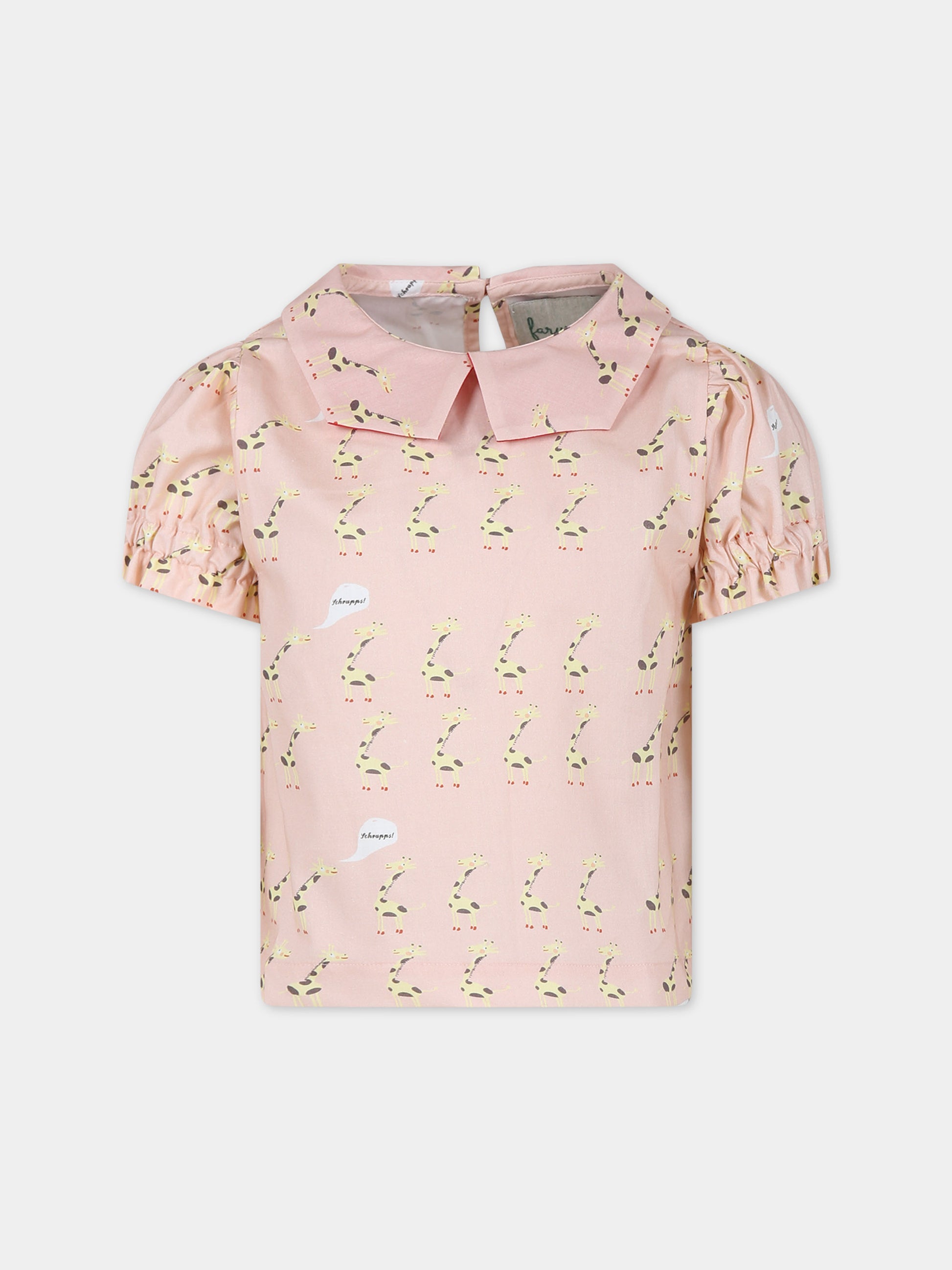 Camicia rosa per bambina con giraffe,Farway Milano,MCA02GRF