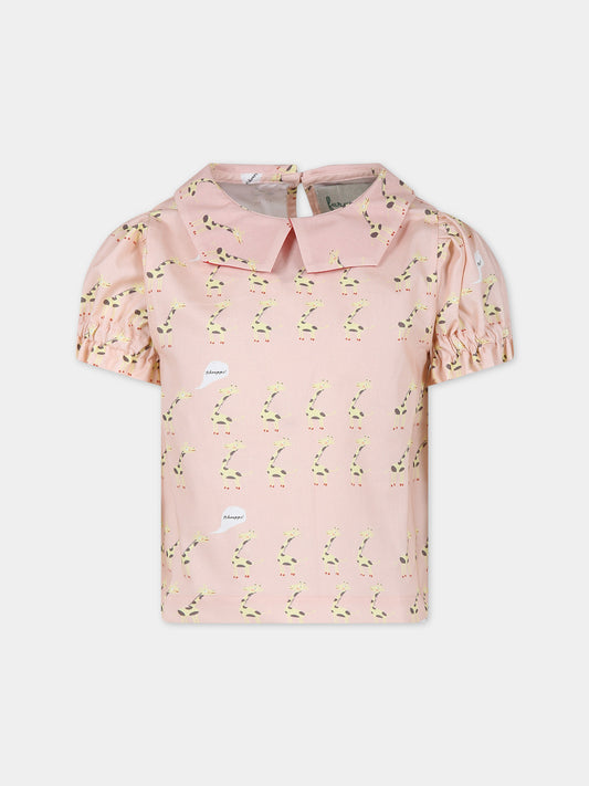 Camicia rosa per bambina con giraffe,Farway Milano,MCA02GRF