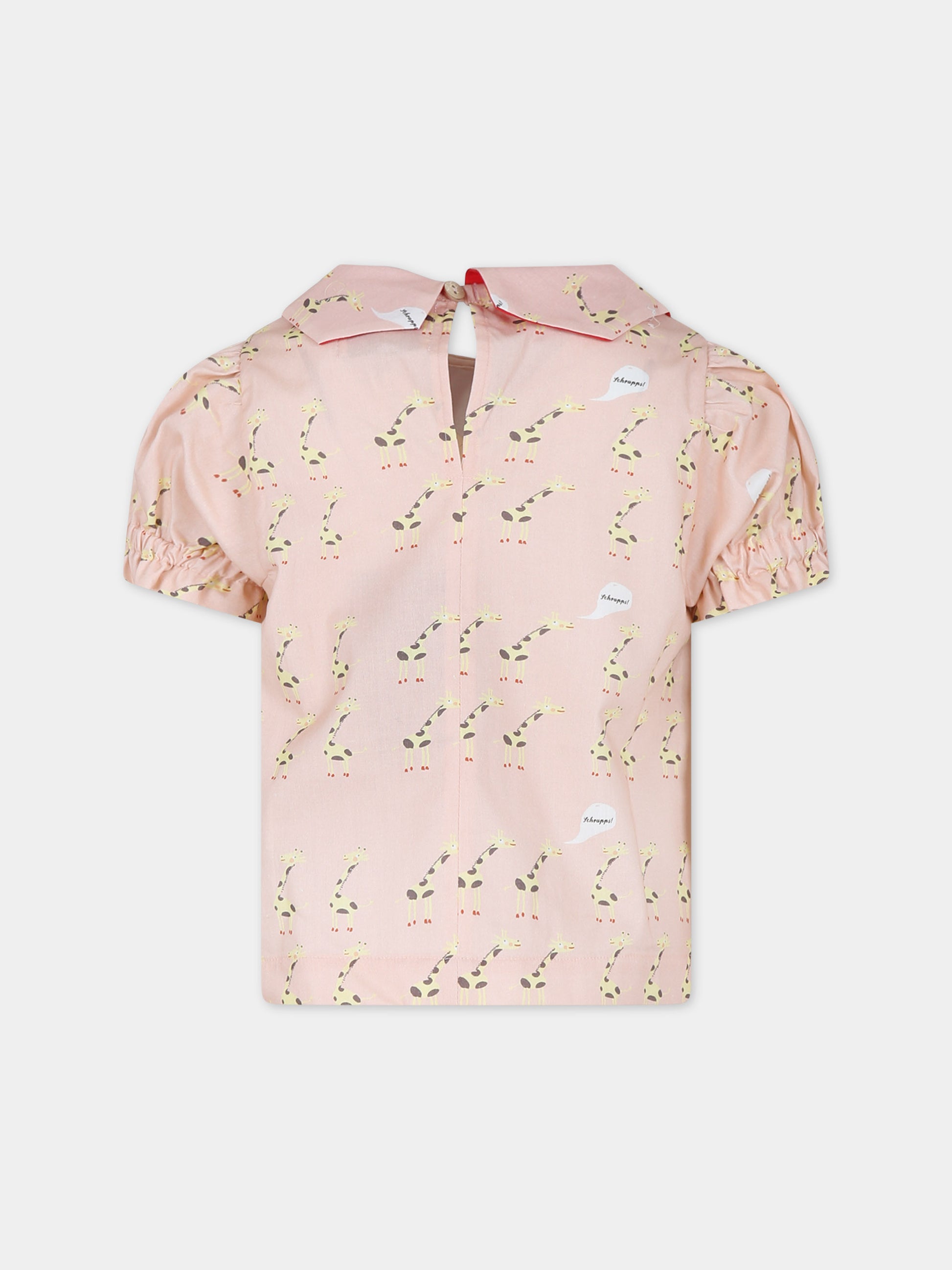 Camicia rosa per bambina con giraffe,Farway Milano,MCA02GRF