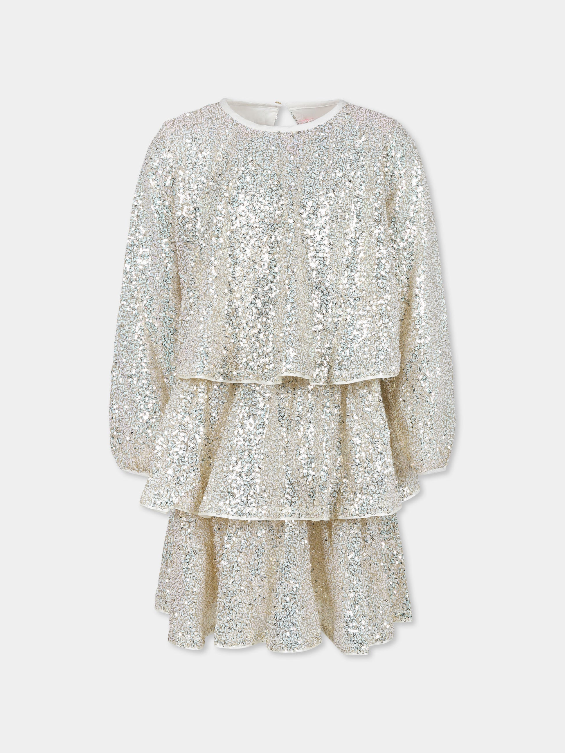 Vestito oro per bambina con paillettes,Billieblush,U20547 Z99