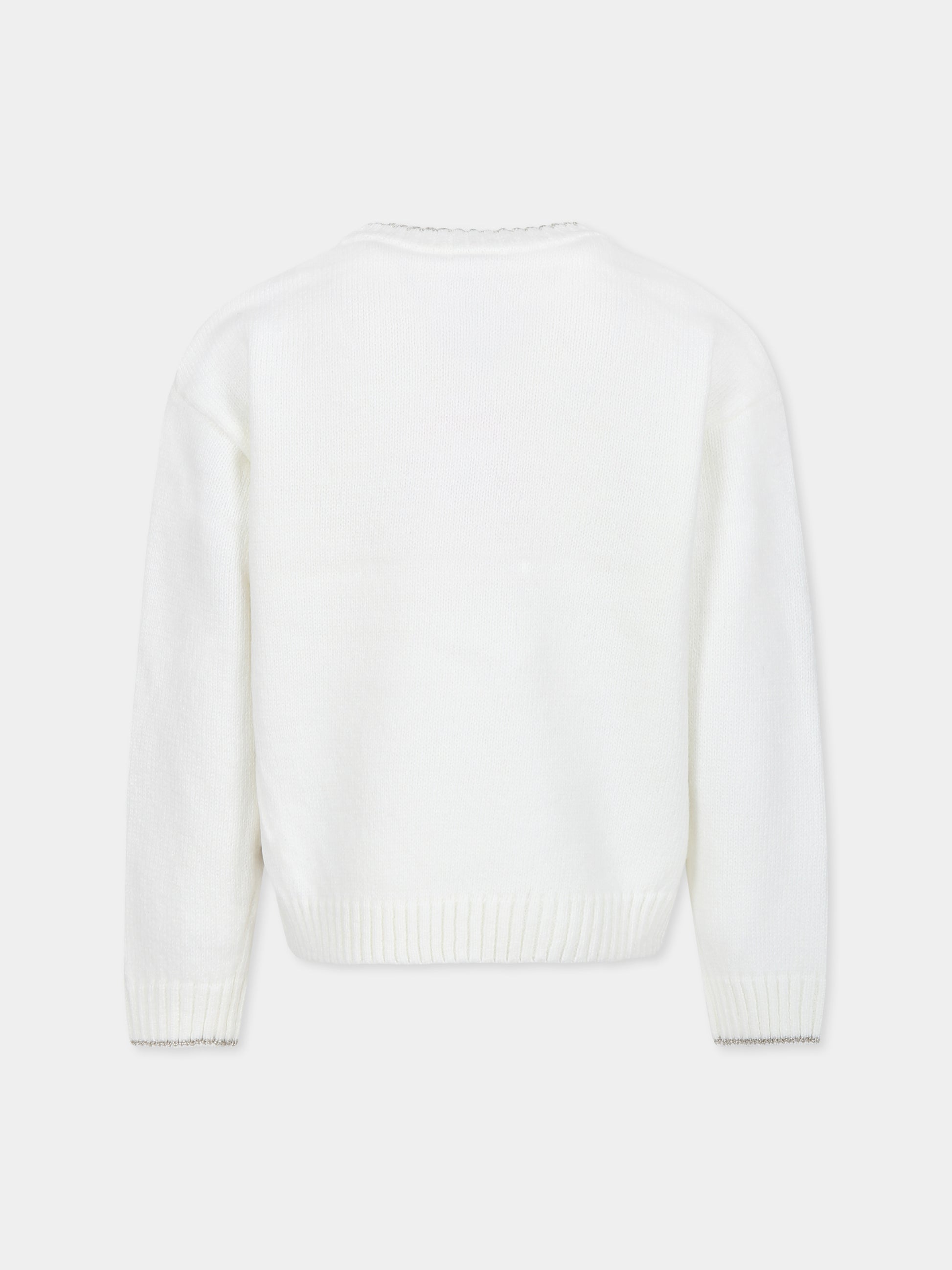 Maglione avorio per bambina con albero di Natale,Billieblush,U20548 121