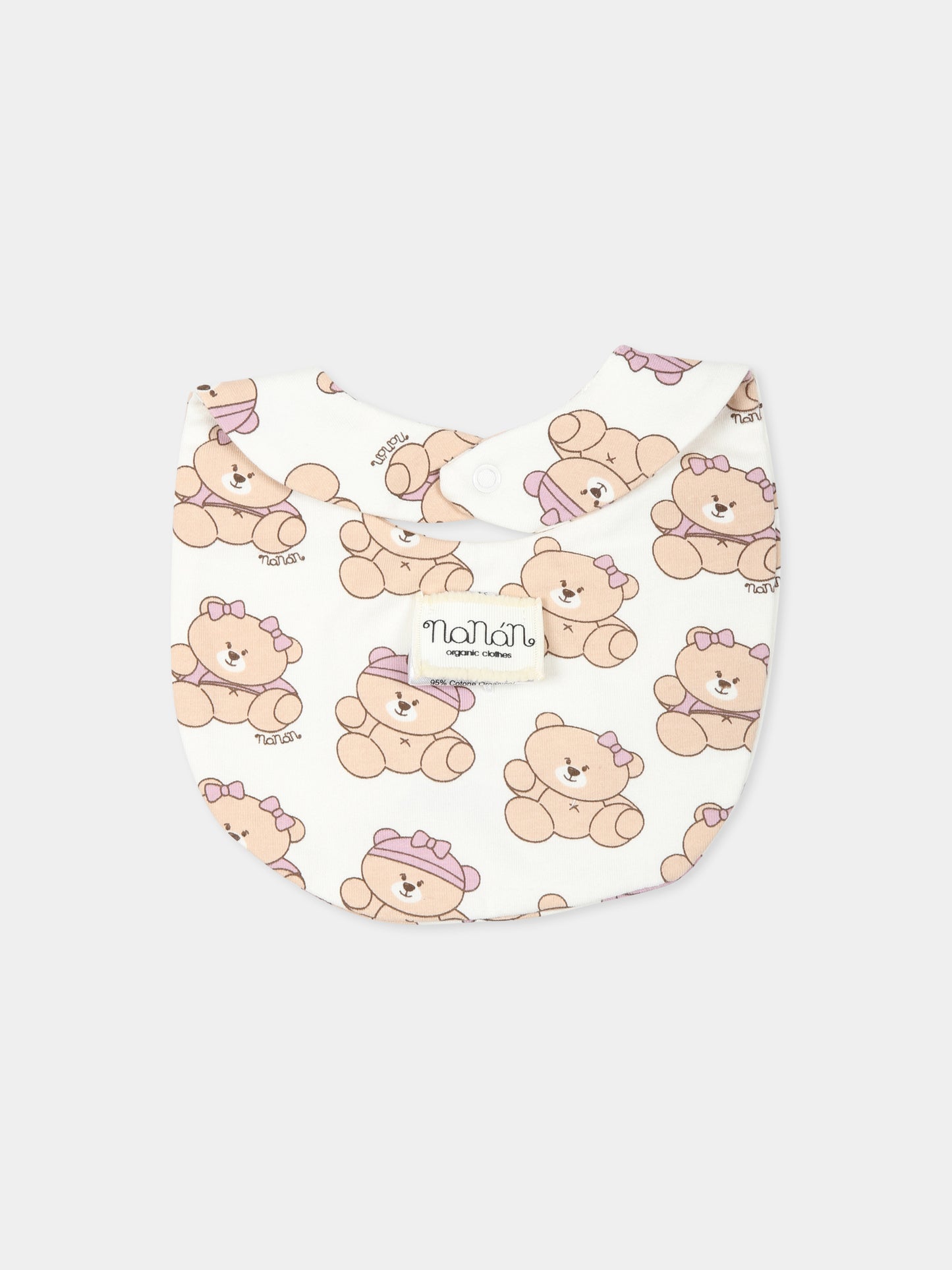 Bavaglino avorio per neonata con orso,Nanan,I24478B