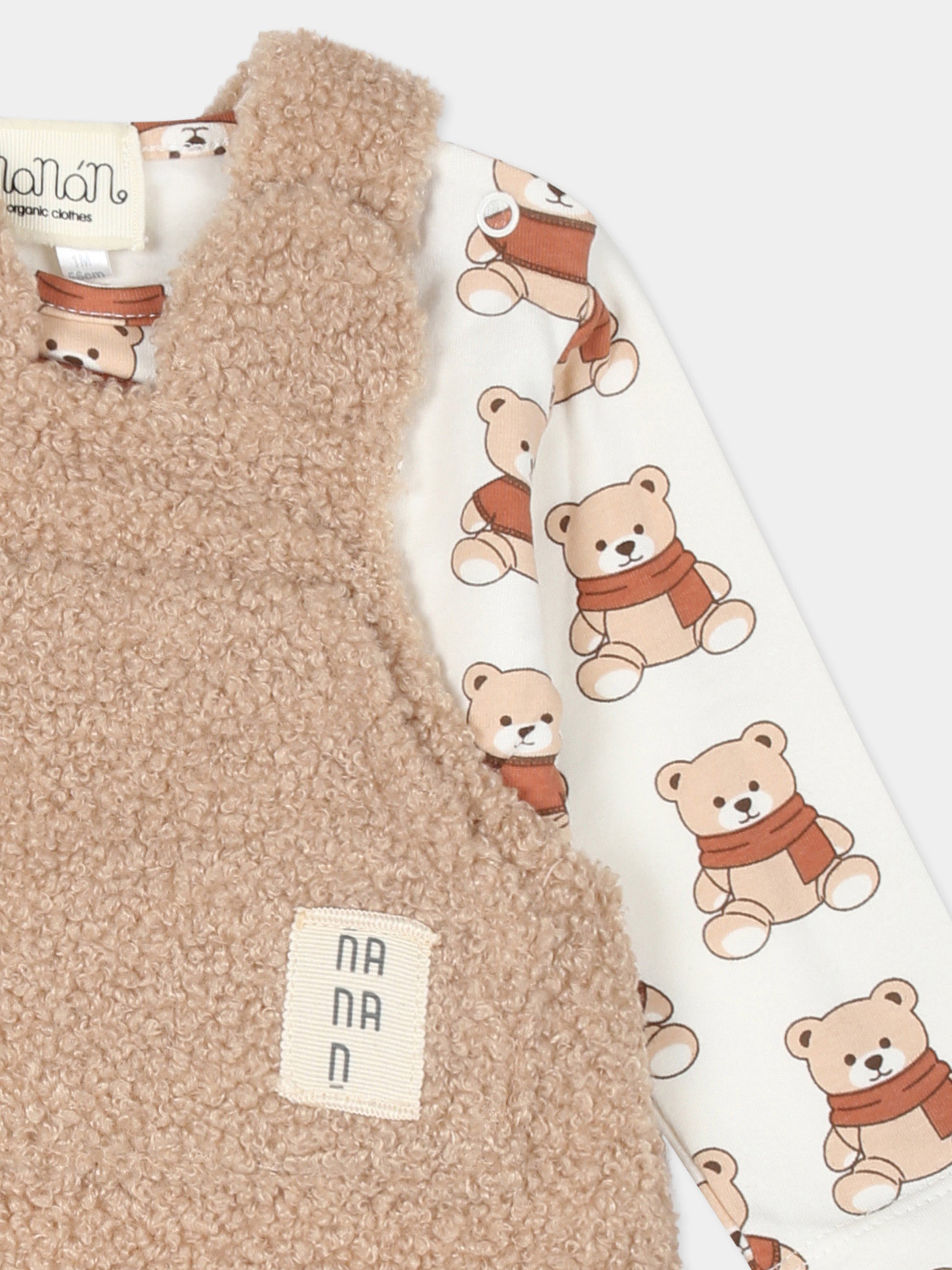 Completo beige per neonato con orso,Nanan,I24138BE