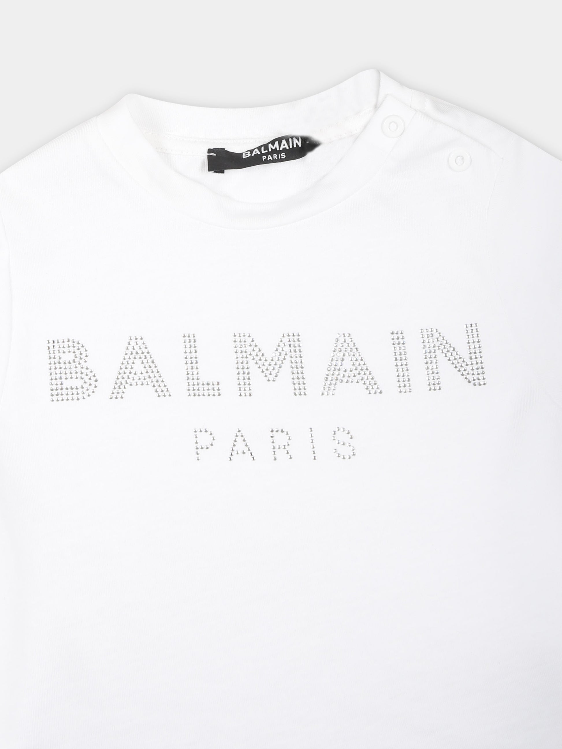 Vestito bianco per neonata con logo,Balmain Kids,6Q1831 J0006 100NE