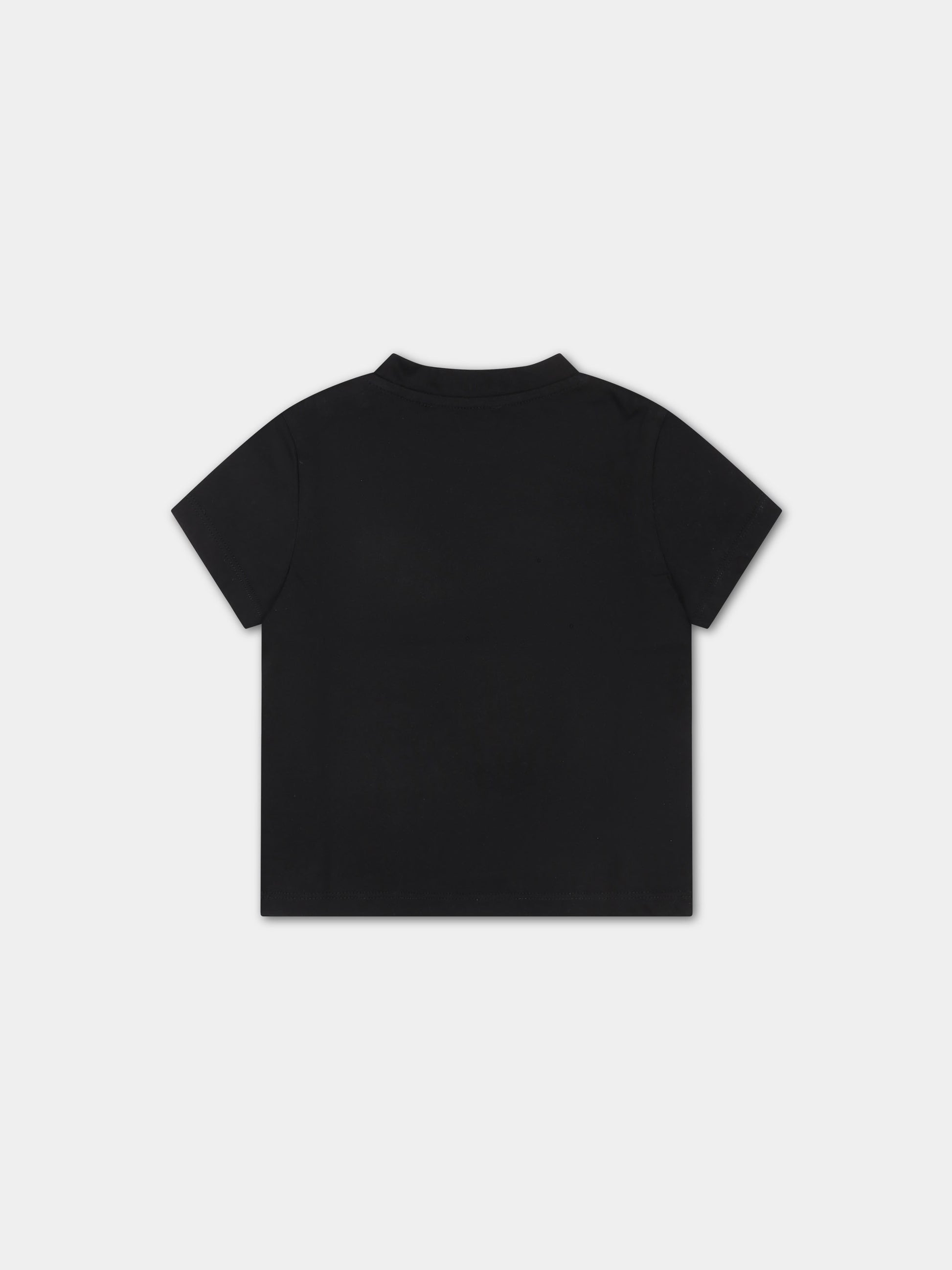 T-shirt nera per neonata con logo e strass,Balmain Kids,6Q8801 J0006 930