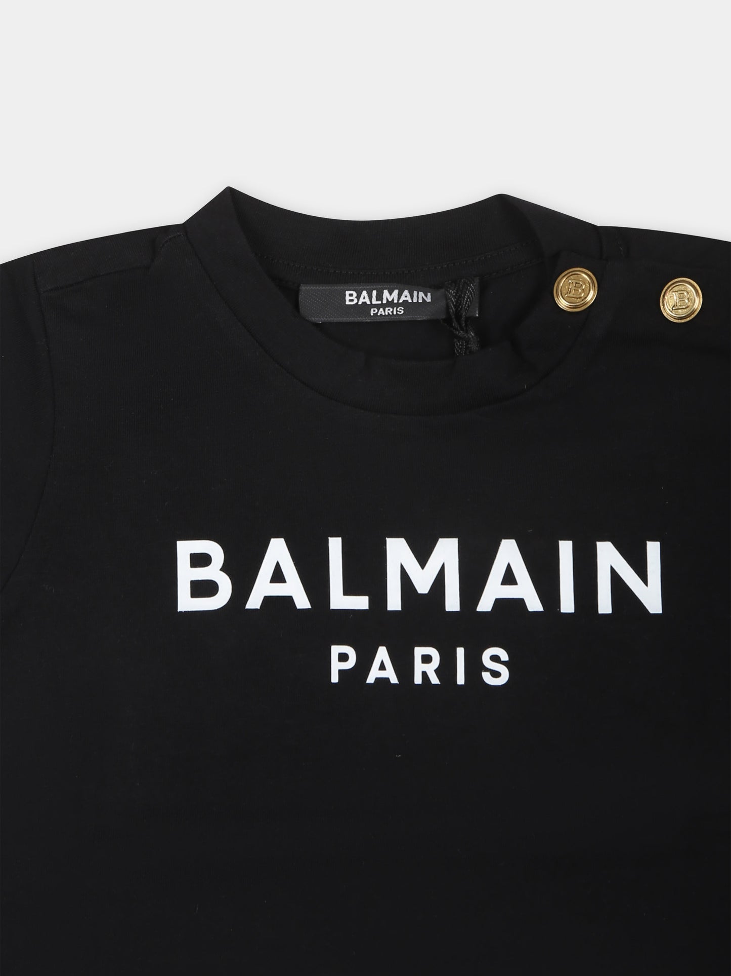T-shirt nera per neonati con logo,Balmain Kids,6Q8891 J0006 930BC