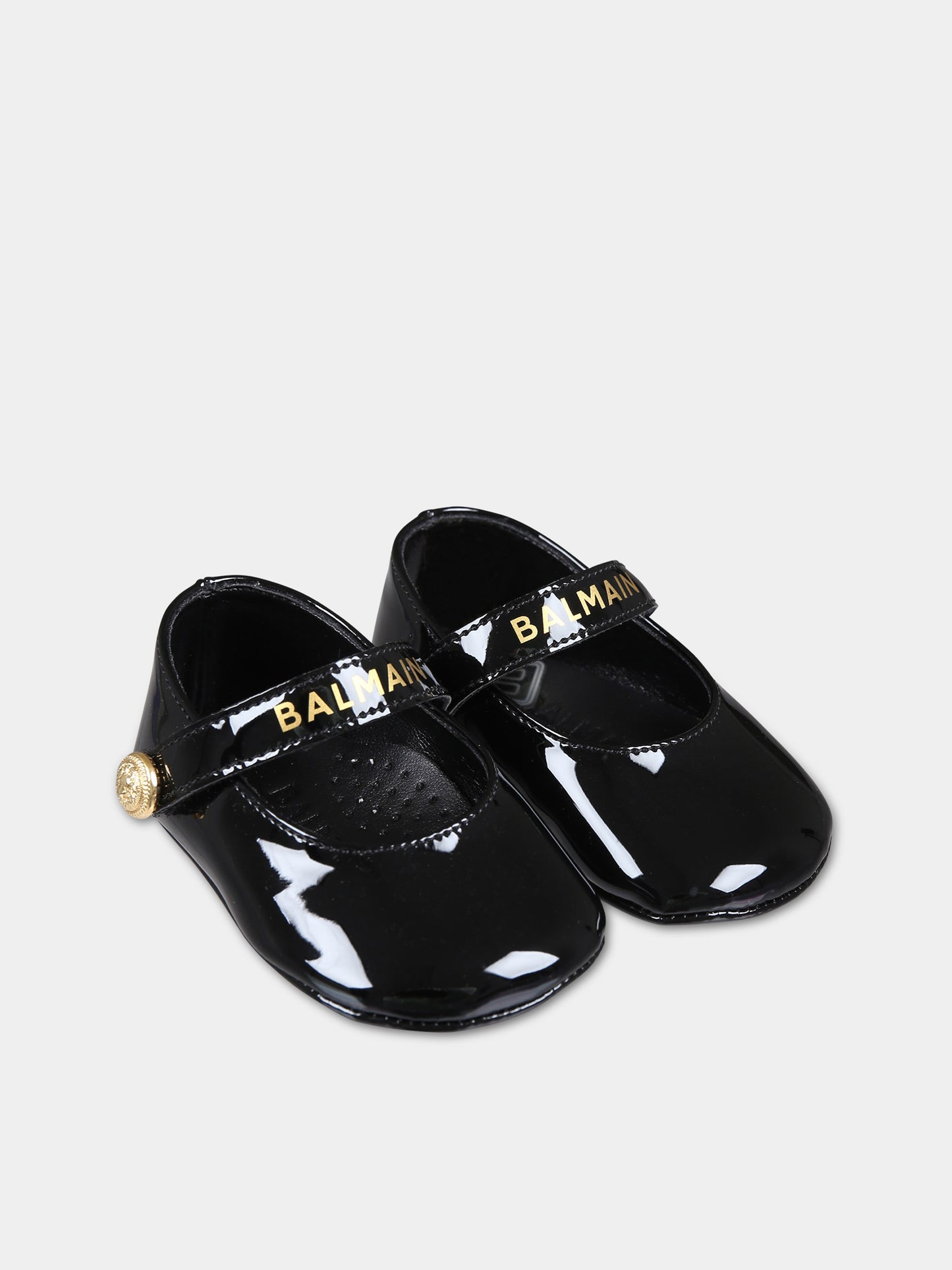 Ballerine nere per neonata con logo,Balmain Kids,BT0006 Z1629 930OR
