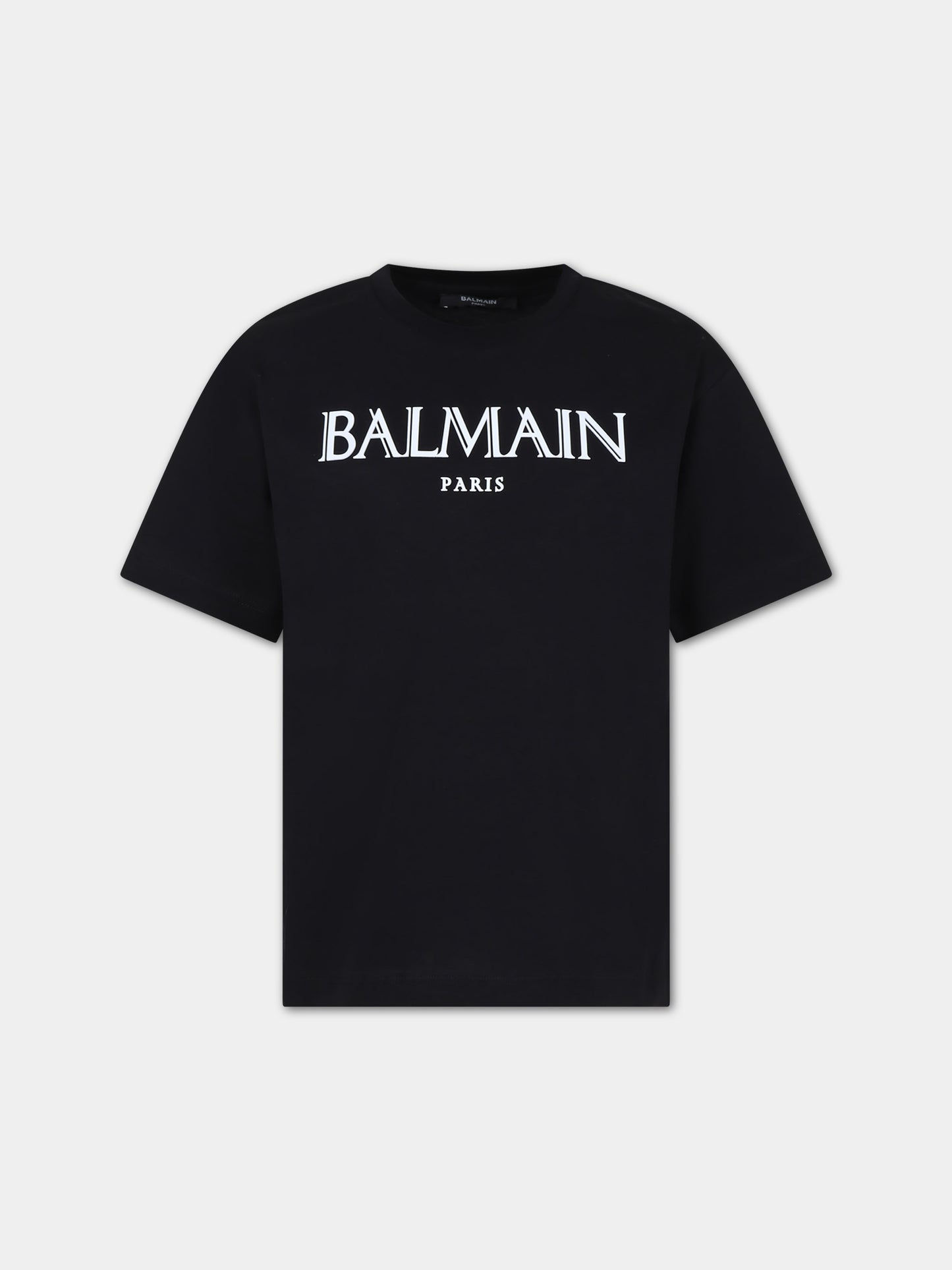 T-shirt nera per bambini con logo,Balmain Kids,BT8S21 Z1751 930BC