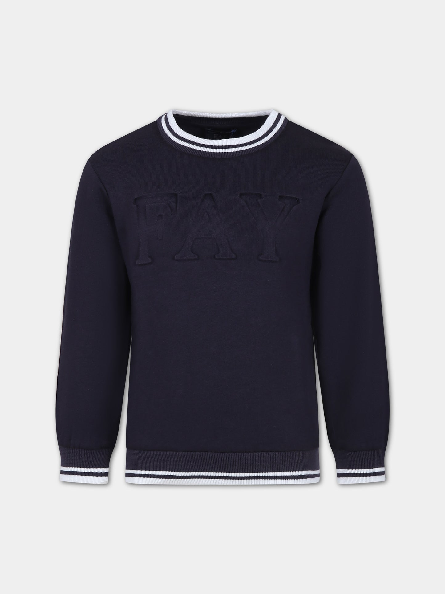 Felpa blu per bambino con logo,Fay Kids,5Q4200 Z0128 621
