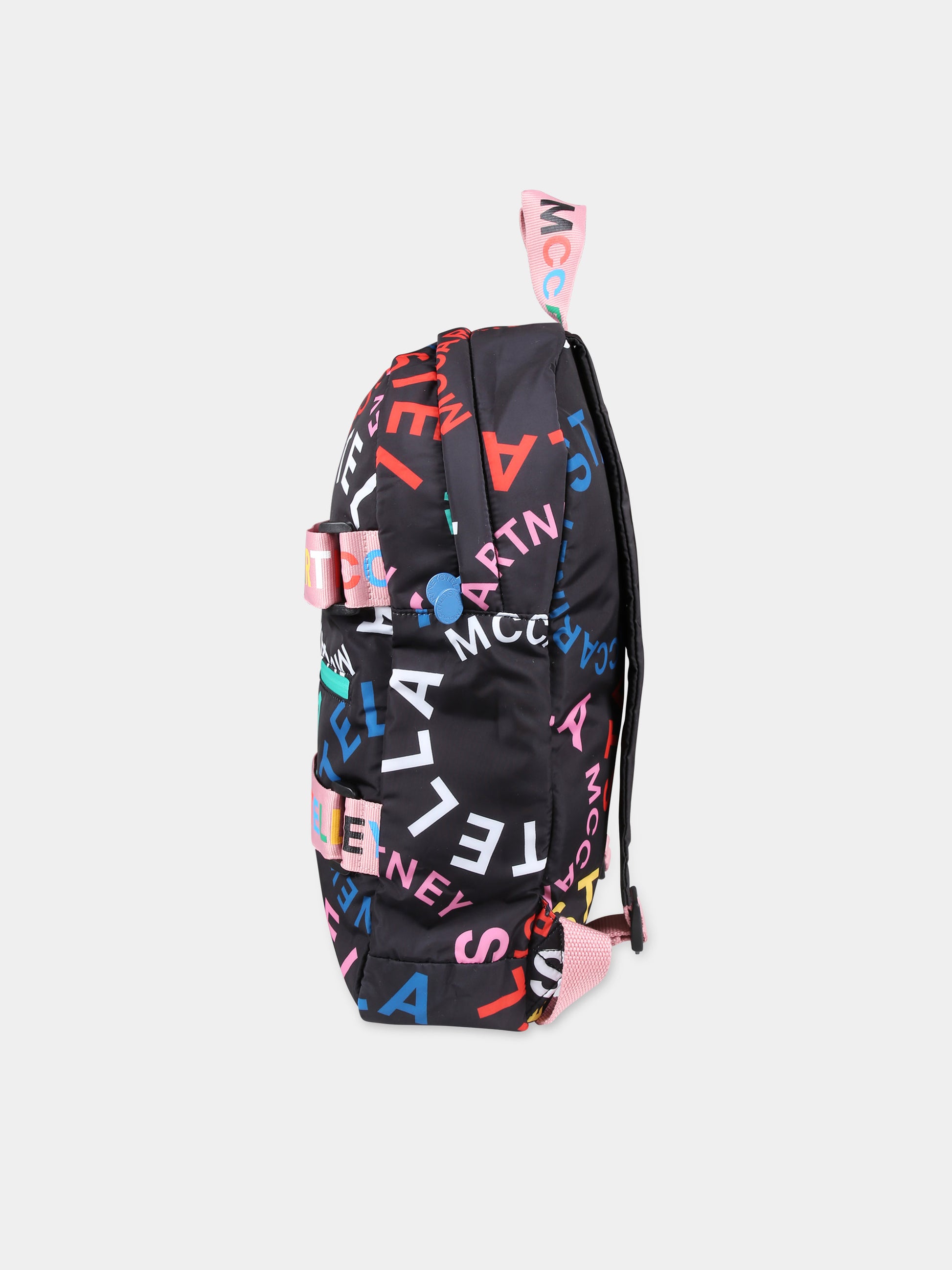 Zaino nero epr bambina con logo all-over,Stella Mccartney Kids,TT0C18 Z1274 930MC