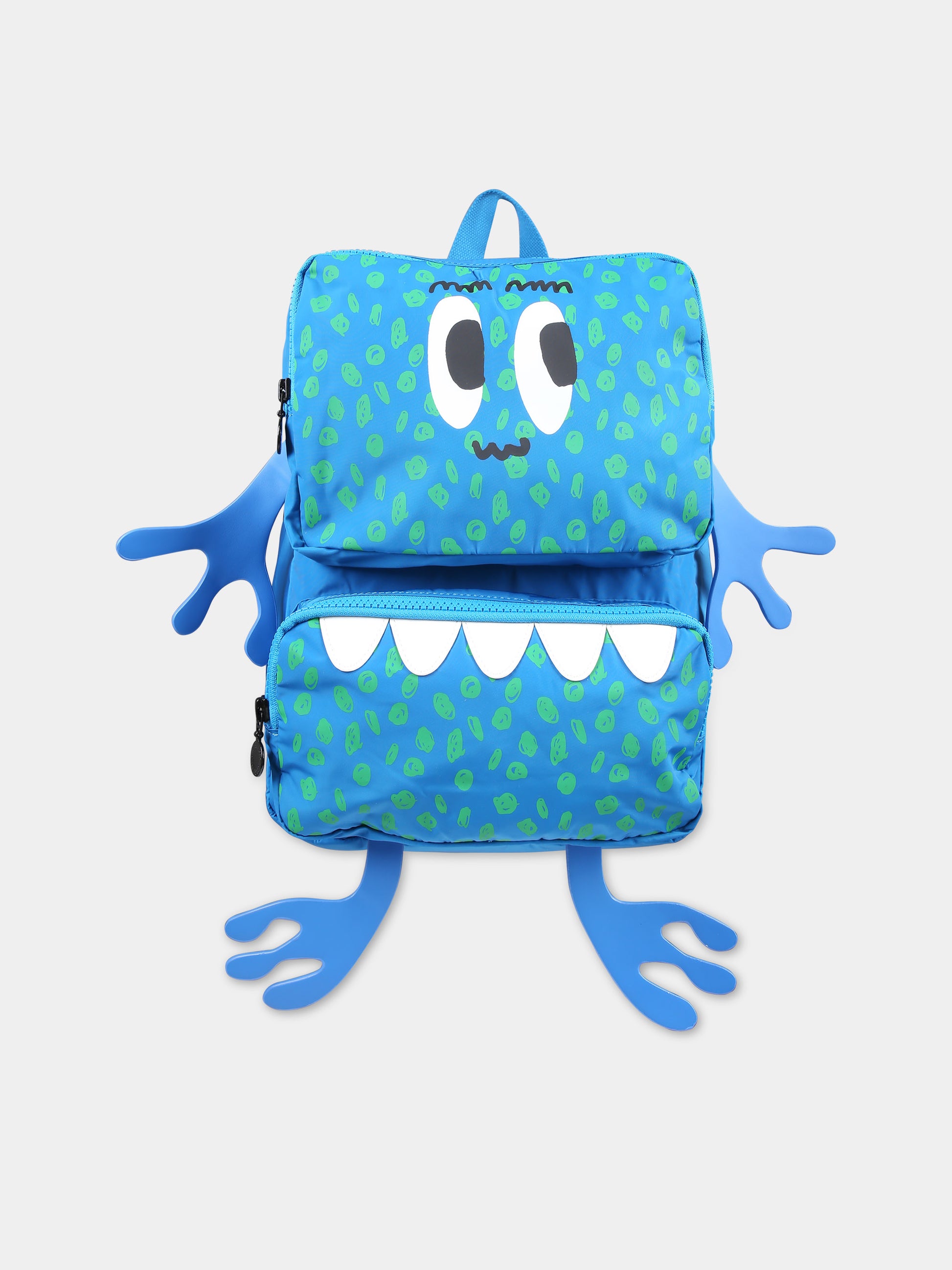 Zaino blu per bambino con stampa mostro,Stella Mccartney Kids,TT0Q18 Z0537 664