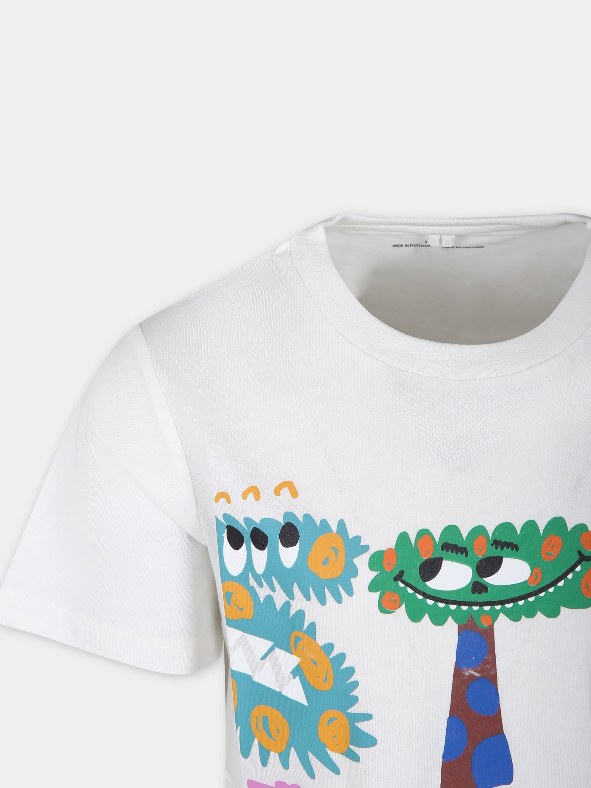 T-shirt bianca per bambini con stmpa logo e mostri,Stella Mccartney Kids,TT8S11 Z0434 101