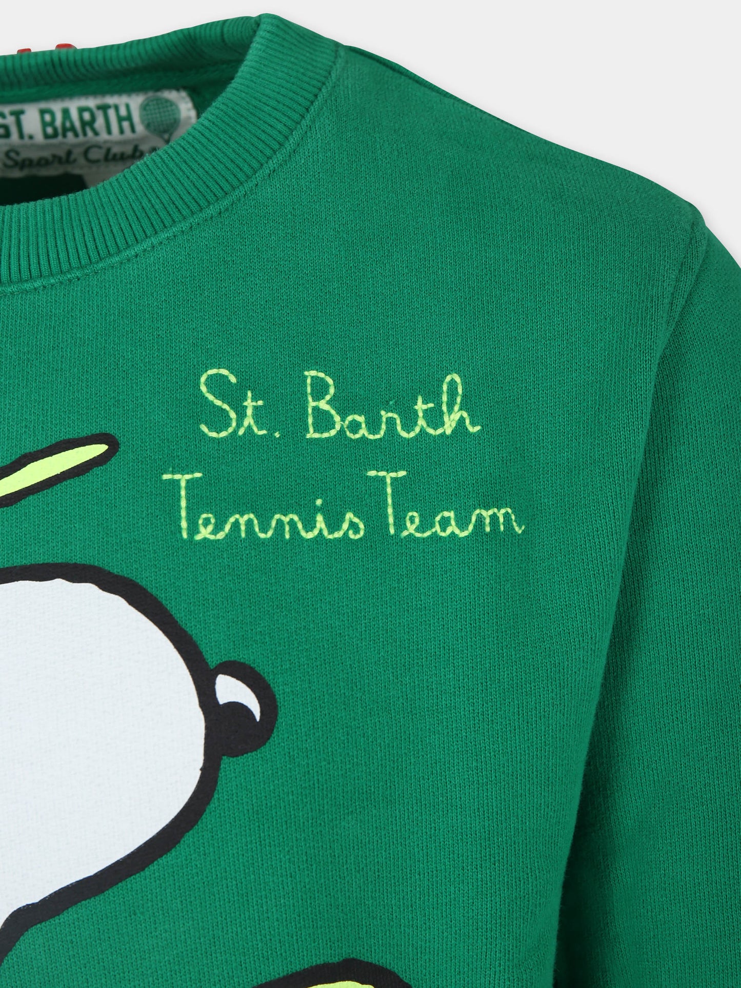 Felpa verde per bambino con Snoopy e racchetta da tennis,Mc2 Saint Barth,HUT0004 - 01215G