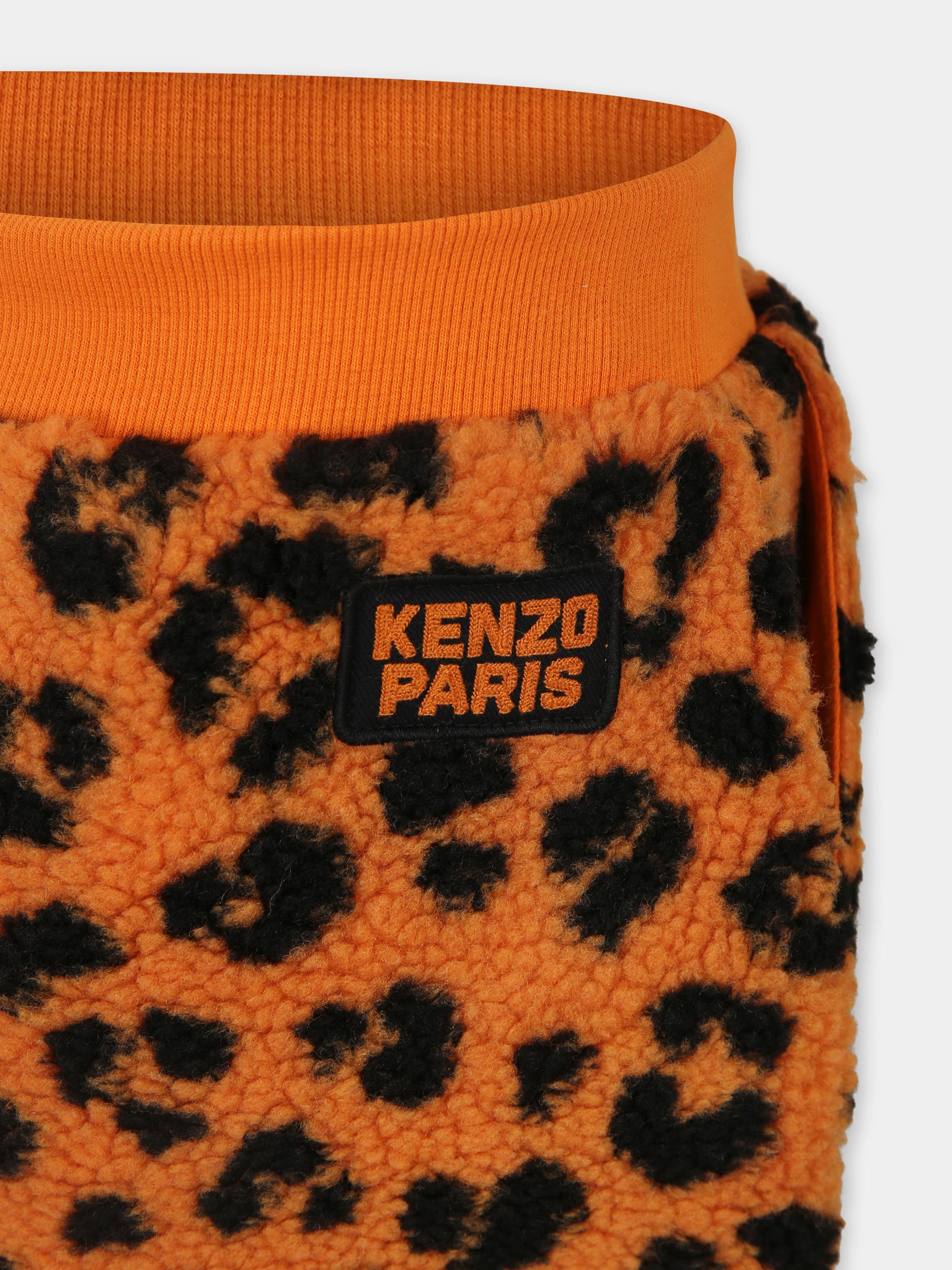 Gonna arancione per bambina con stampa maculata,Kenzo Kids,K60551 372