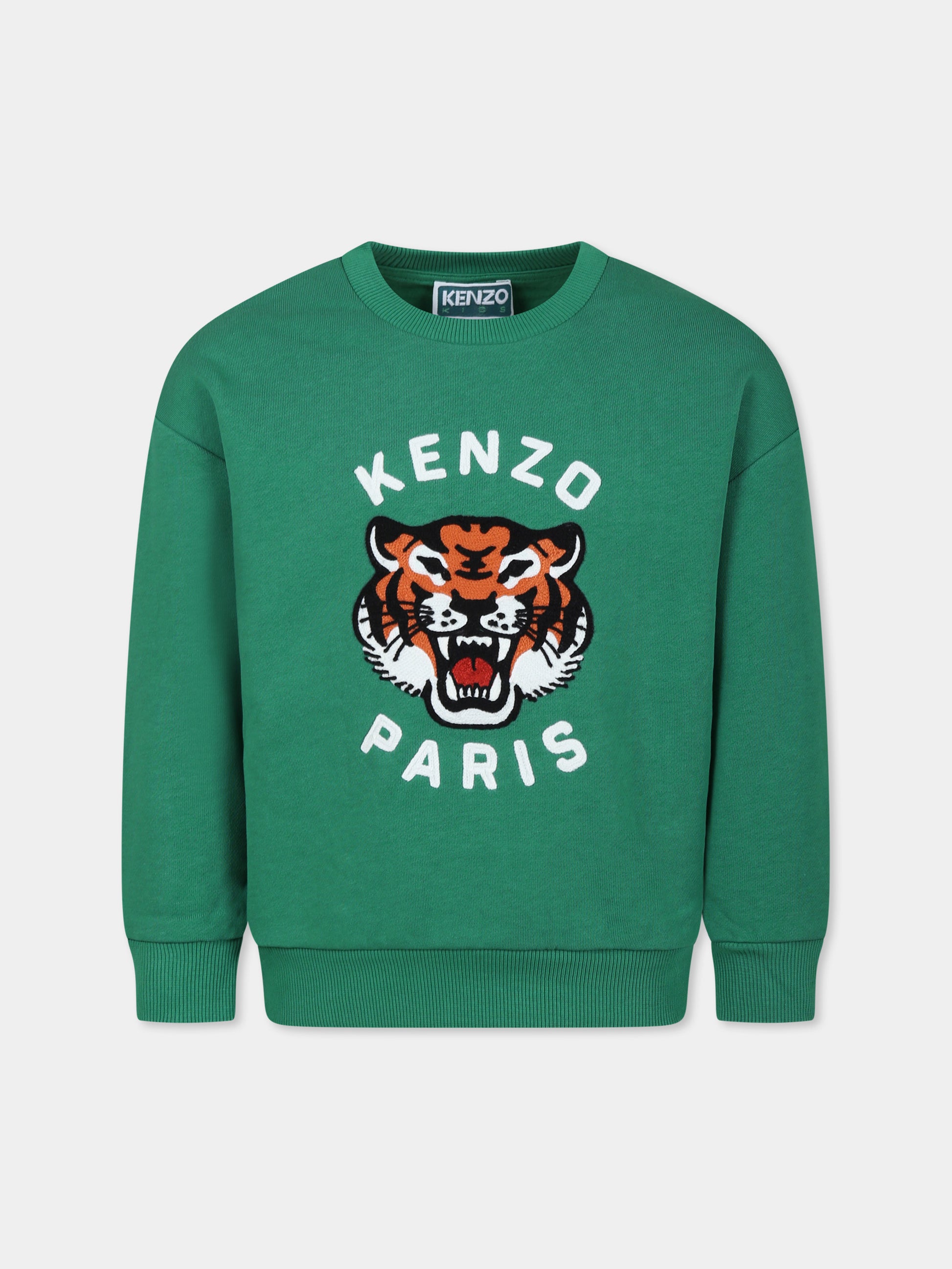 Felpa verde per bambino con tigre,Kenzo Kids,K60581 719